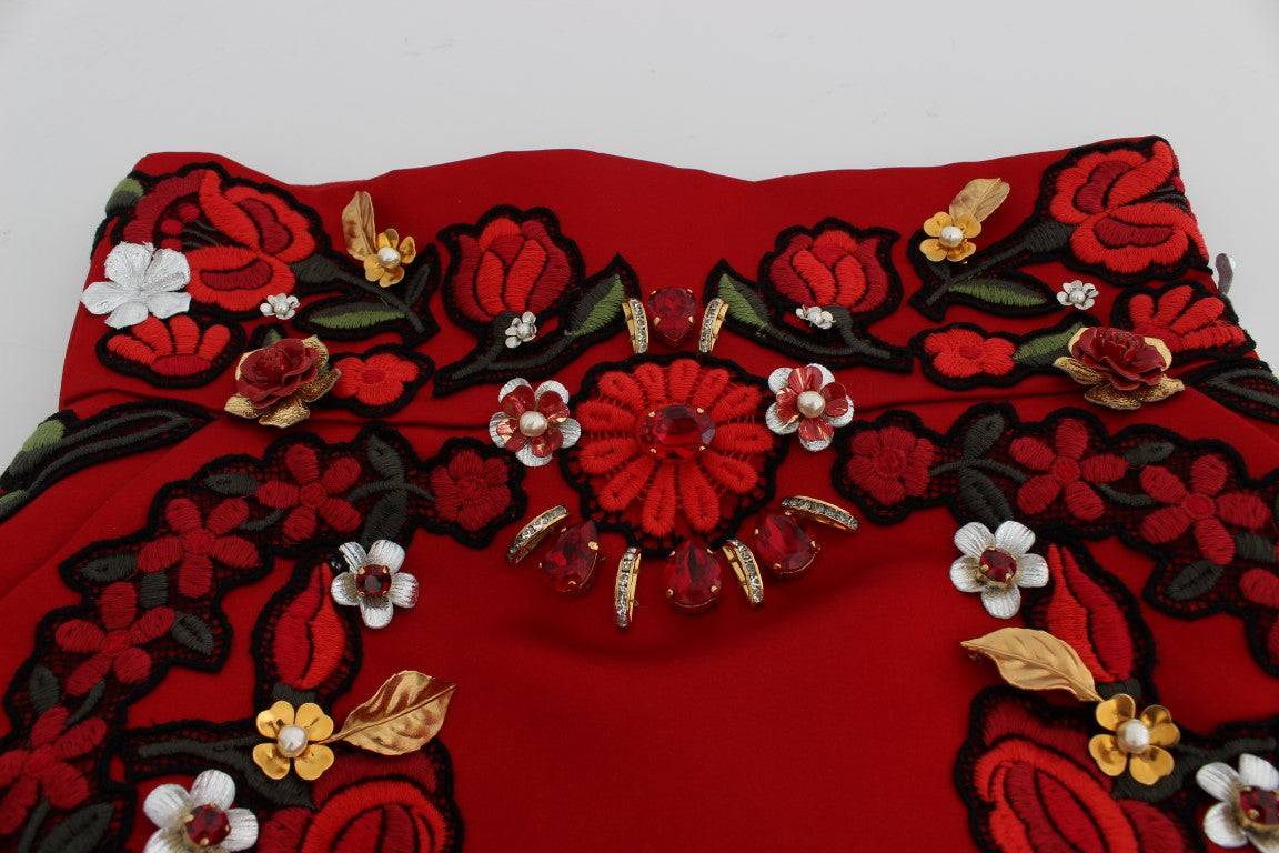 Dolce & Gabbana Elegant Silk High Waist Embroidered Shorts - ACCEXO