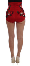 Ravishing Red Silk Embroidered Shorts