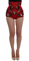 Ravishing Red Silk Embroidered Shorts