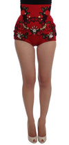 Dolce & Gabbana Ravishing Red Silk Embroidered Shorts