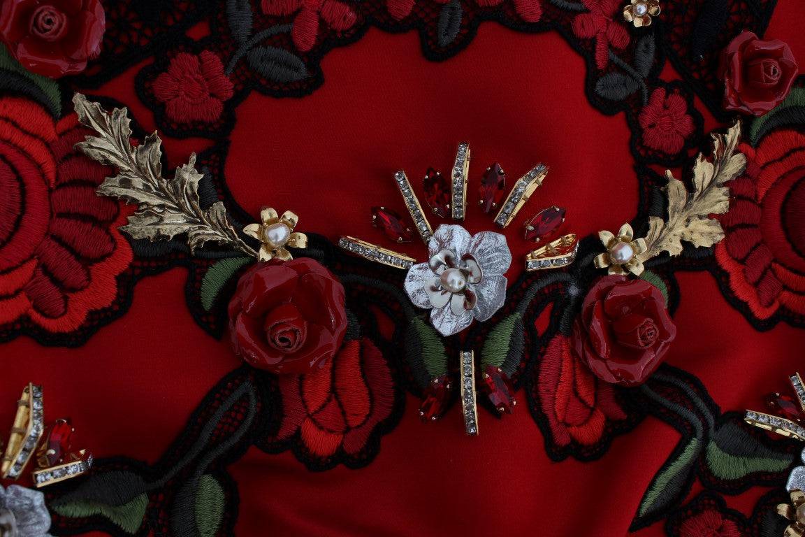 Dolce & Gabbana Ravishing Red Silk Embroidered Shorts - ACCEXO