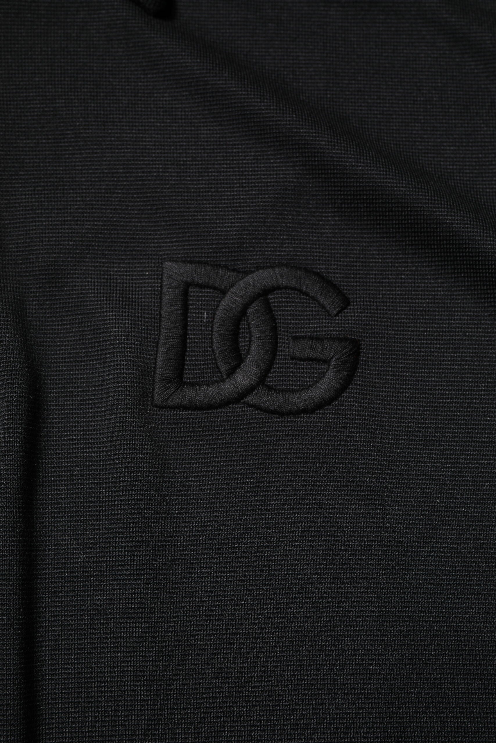 Dolce & Gabbana Black Polyester DG Logo Collared Polo T-shirt - ACCEXO