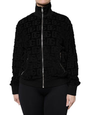 Dolce & Gabbana Black Logo Monogram Full Zip Bomber Jacket - ACCEXO