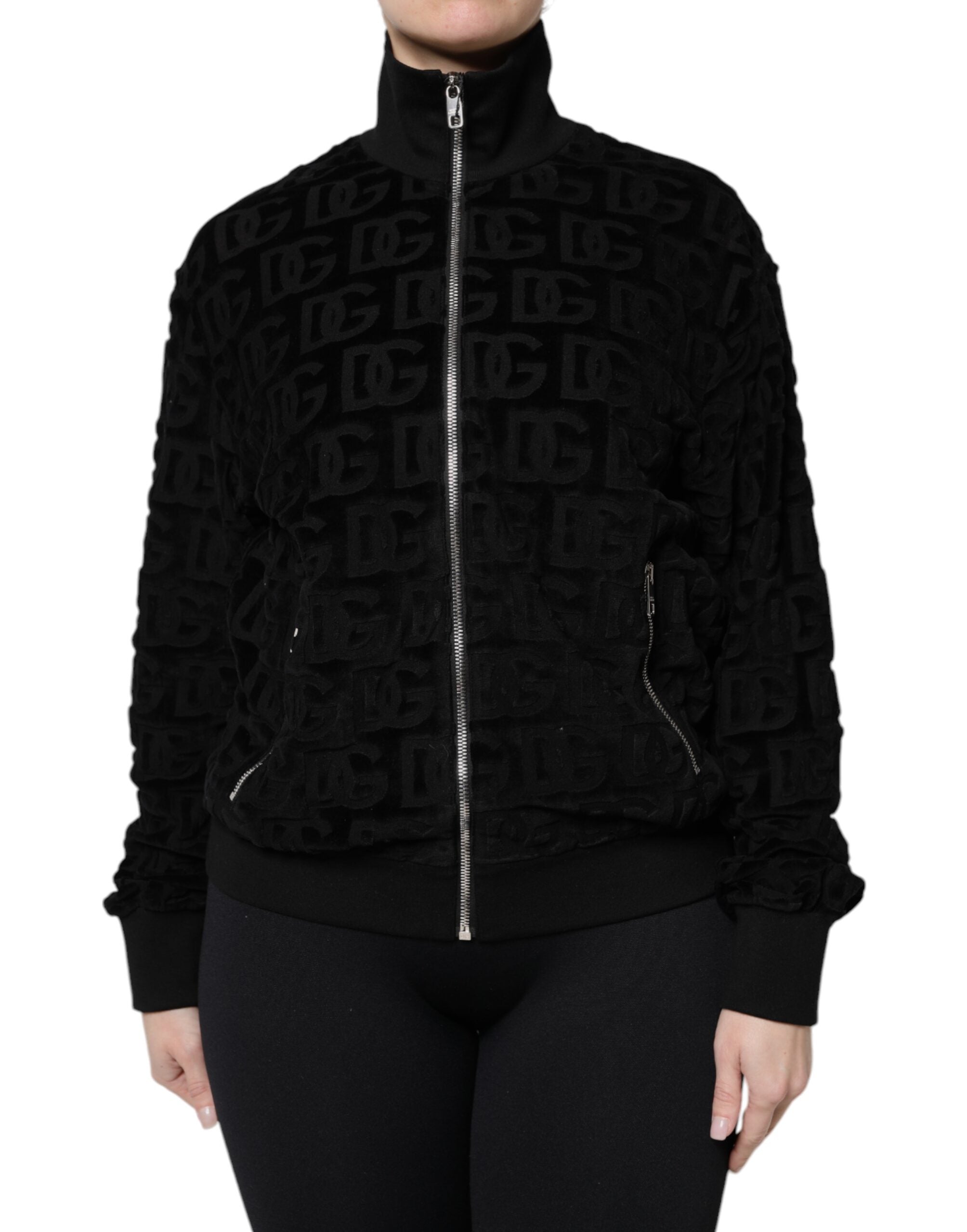 Dolce & Gabbana Black Logo Monogram Full Zip Bomber Jacket - ACCEXO
