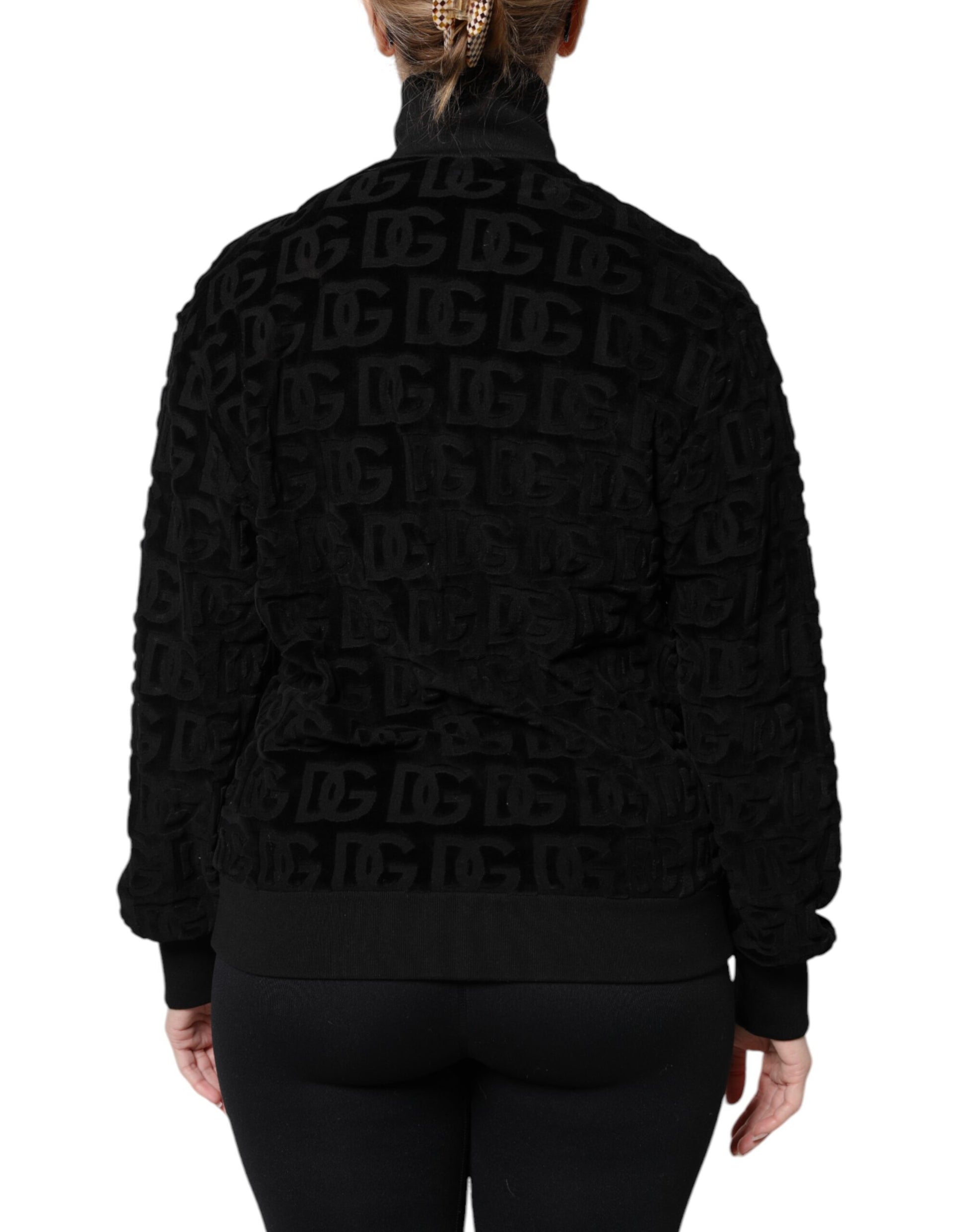 Dolce & Gabbana Black Logo Monogram Full Zip Bomber Jacket - ACCEXO