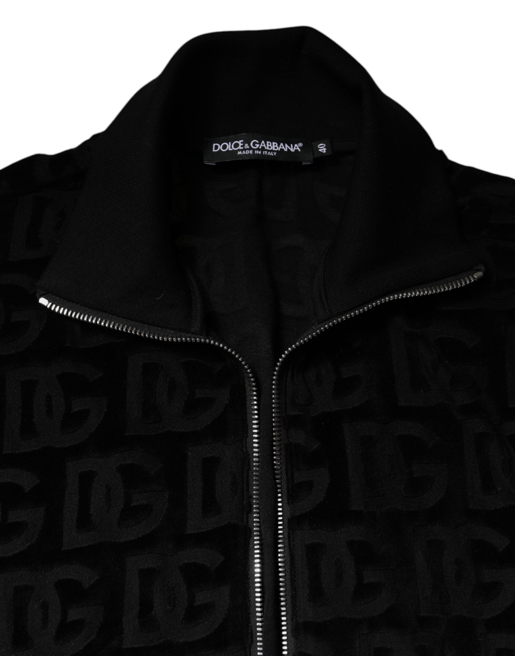 Dolce & Gabbana Black Logo Monogram Full Zip Bomber Jacket - ACCEXO