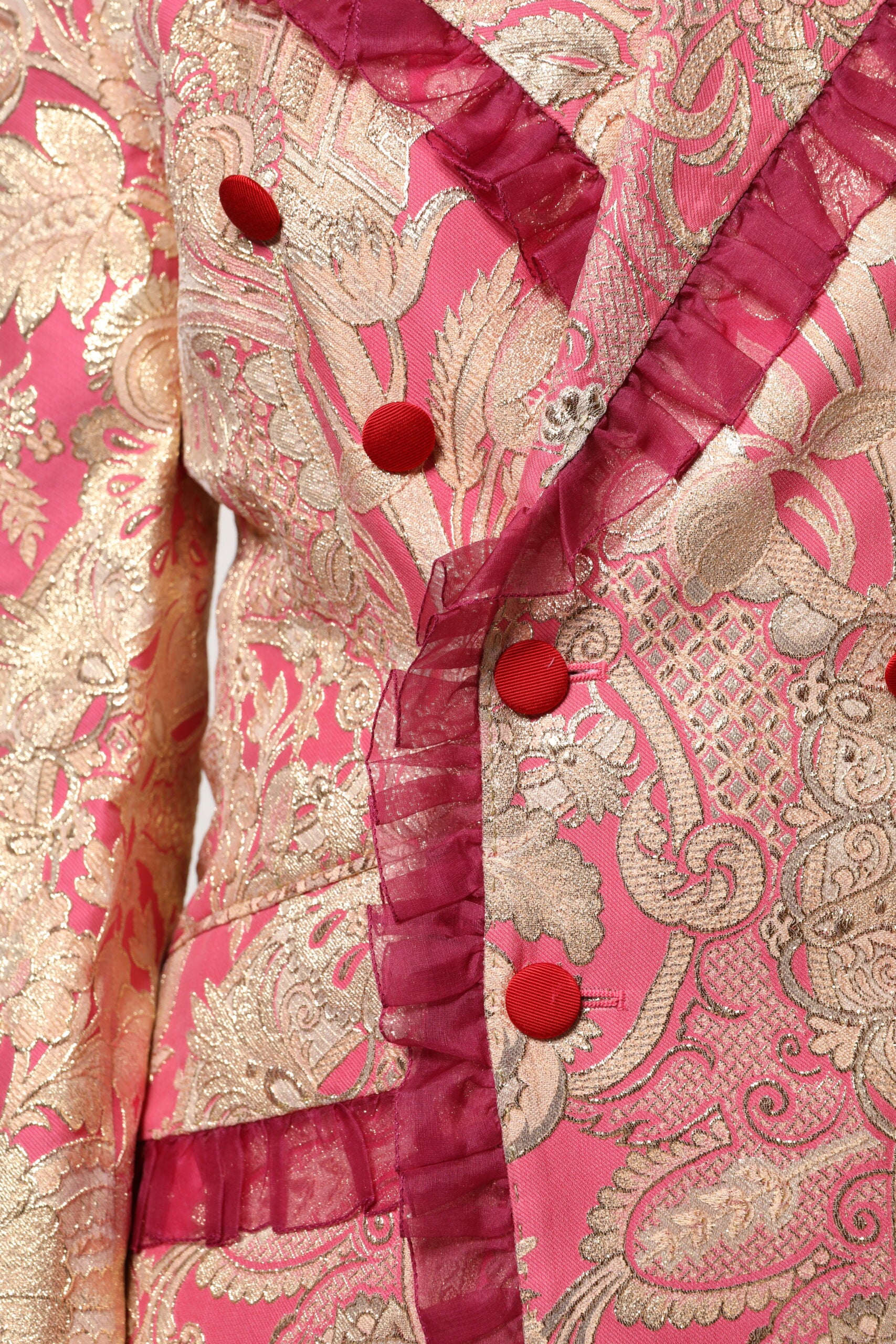 Dolce & Gabbana Pink Gold Jacquard Nylon Coat Blazer Jacket - ACCEXO