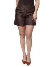 Dolce & Gabbana Brown Floral Brocade Mid Waist Mini Short - ACCEXO