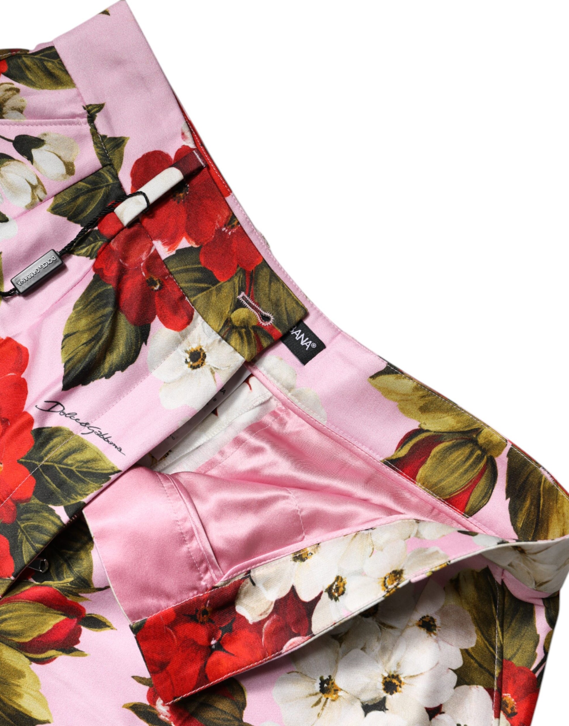 Dolce & Gabbana Pink Floral Print High Waist Hotpants Short - ACCEXO