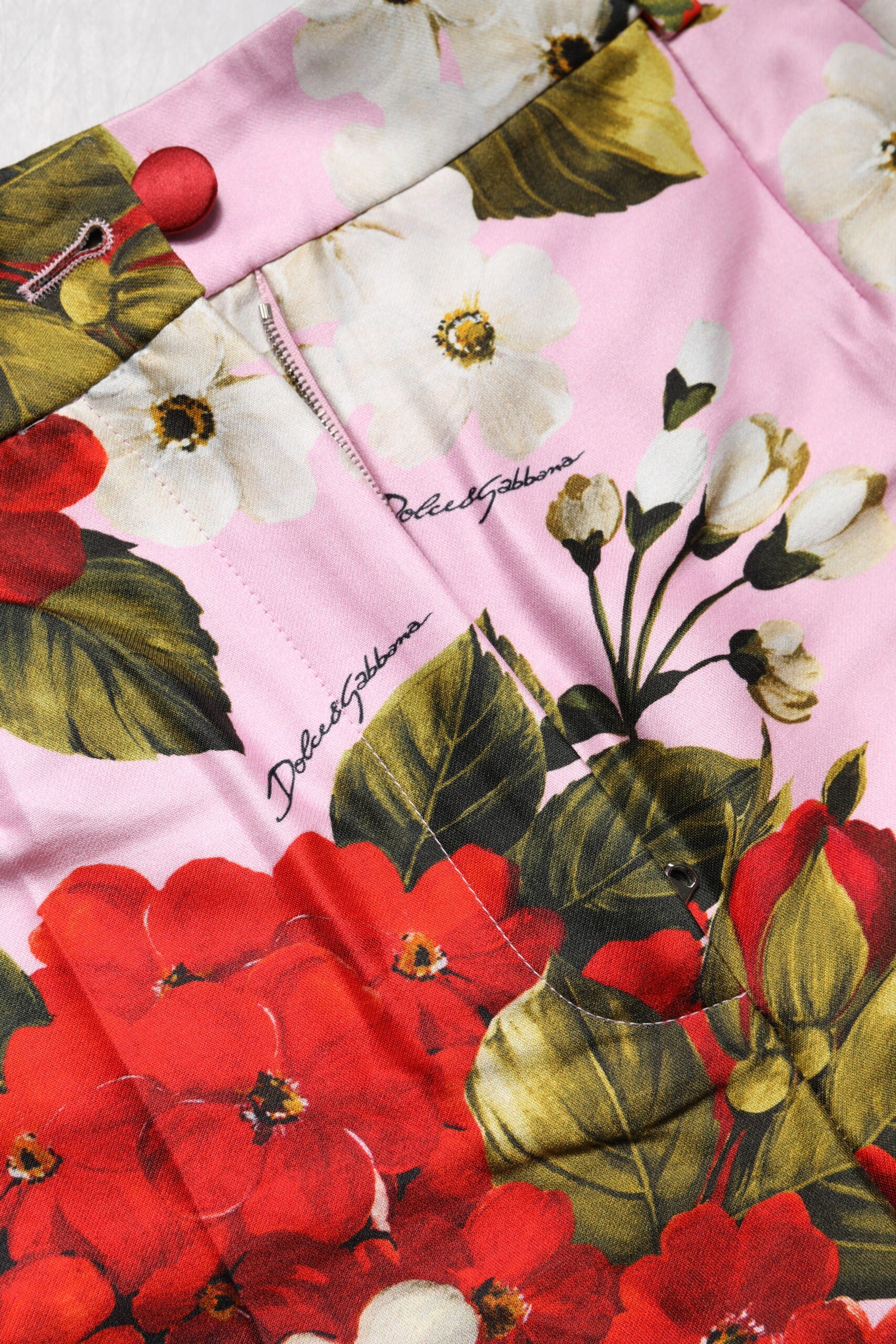 Dolce & Gabbana Pink Floral Print High Waist Hotpants Short - ACCEXO