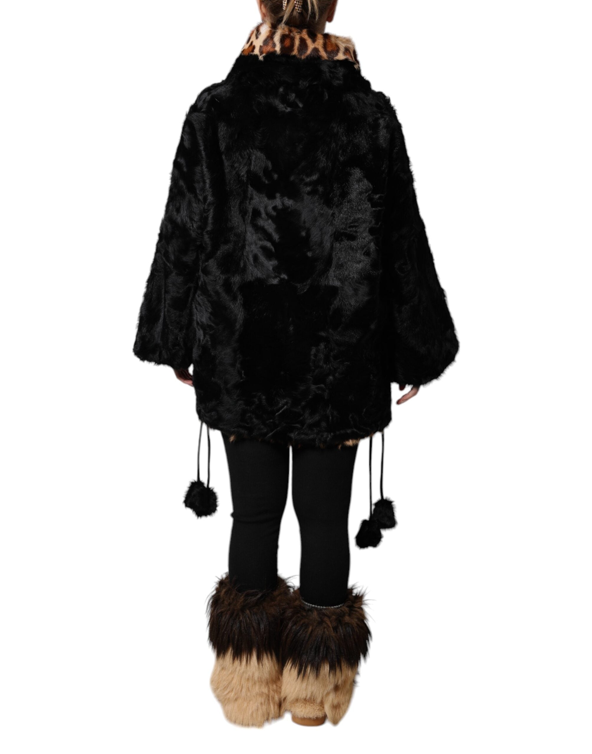 Dolce & Gabbana Black Lamb Fur Short Women Coat Jacket - ACCEXO