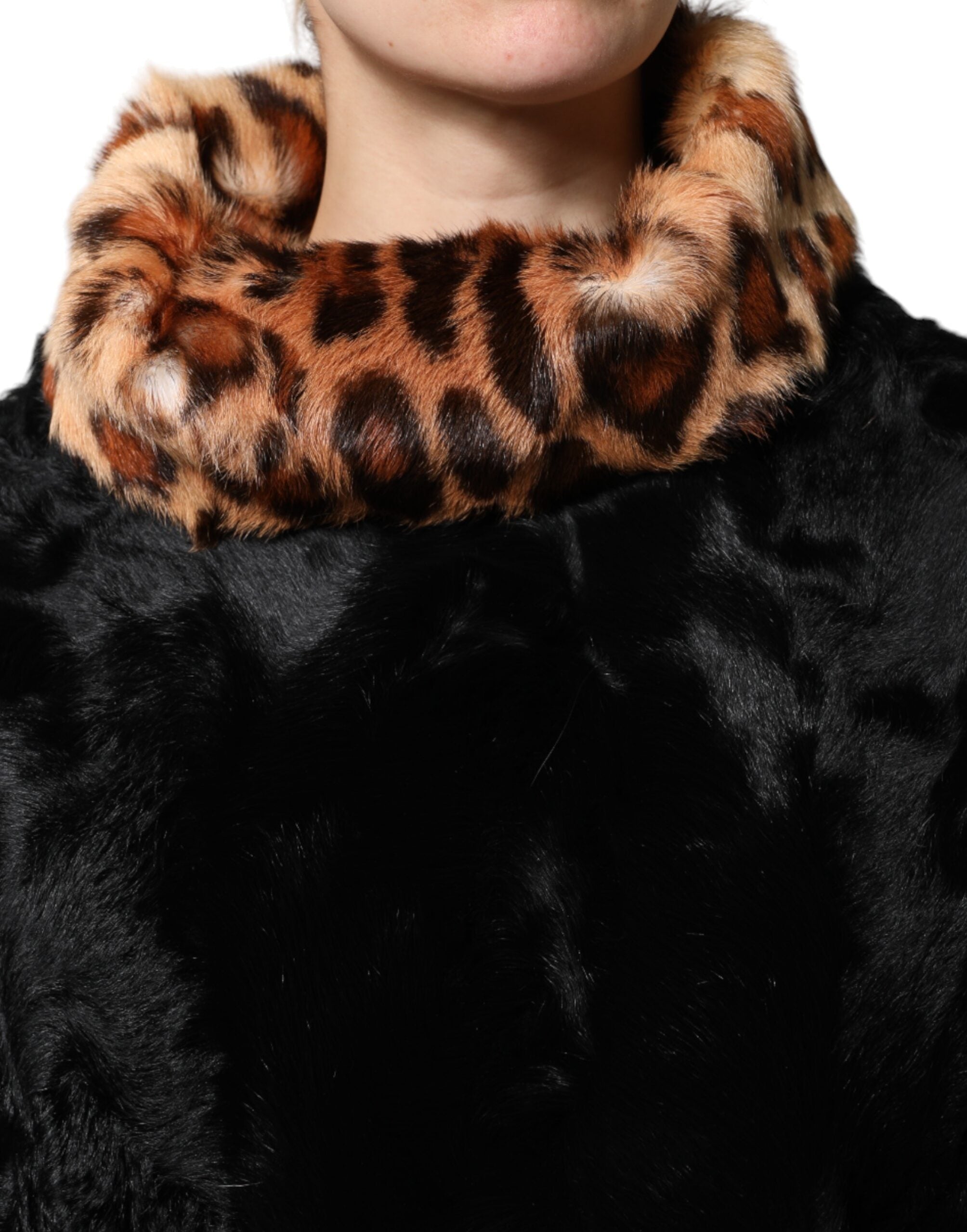 Dolce & Gabbana Black Lamb Fur Short Women Coat Jacket - ACCEXO