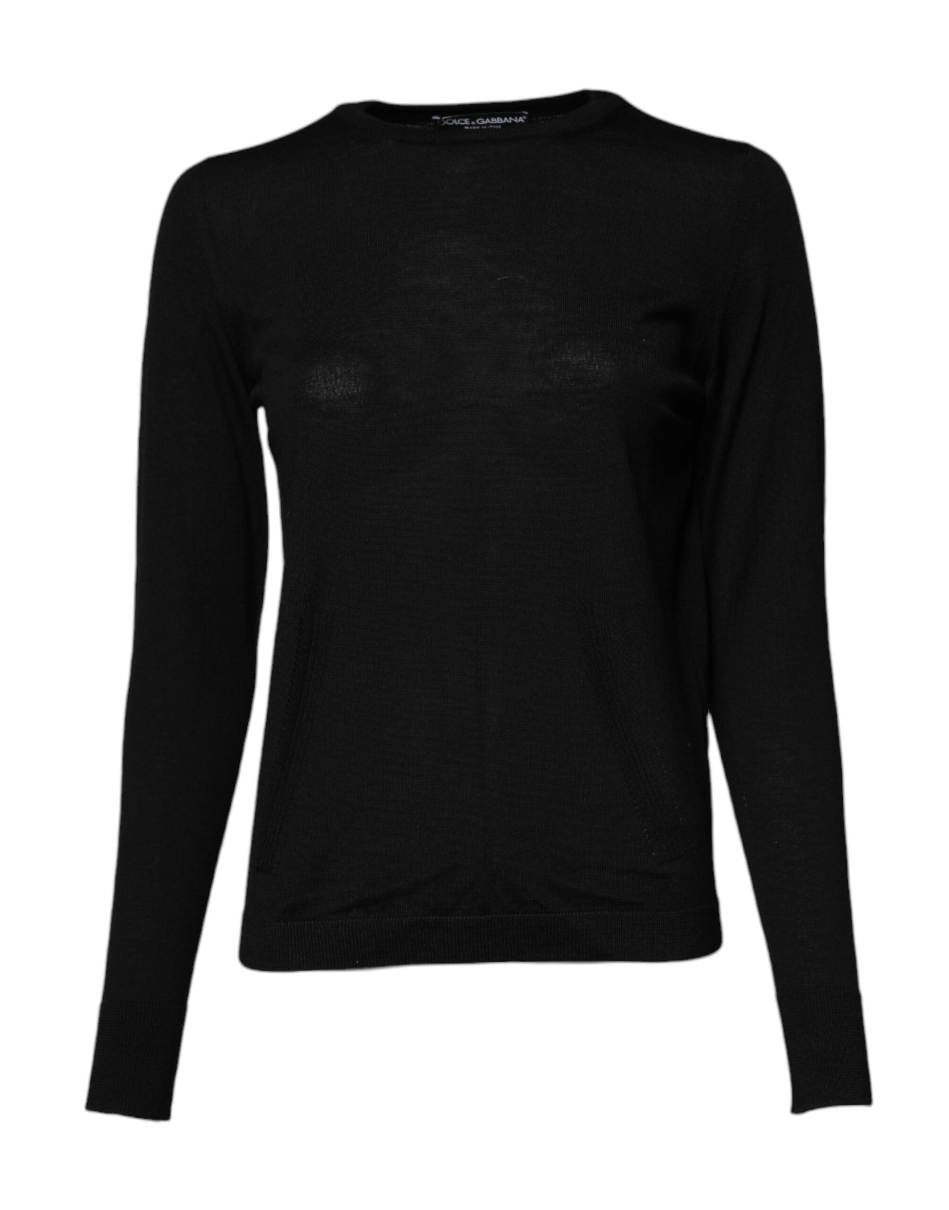 Dolce & Gabbana Black Wool Knit Crew Neck Pullover Sweater - ACCEXO