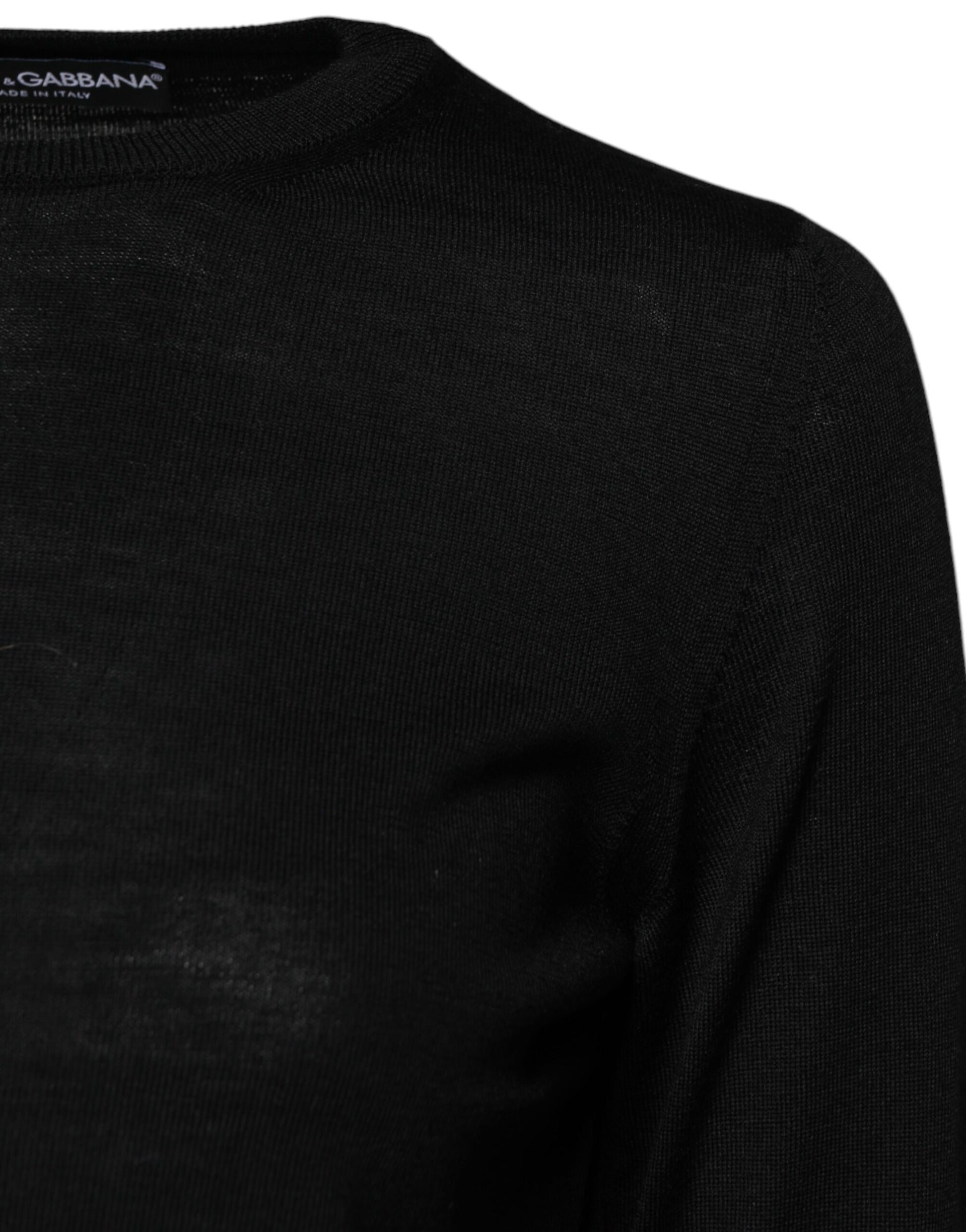 Dolce & Gabbana Black Wool Knit Crew Neck Pullover Sweater - ACCEXO