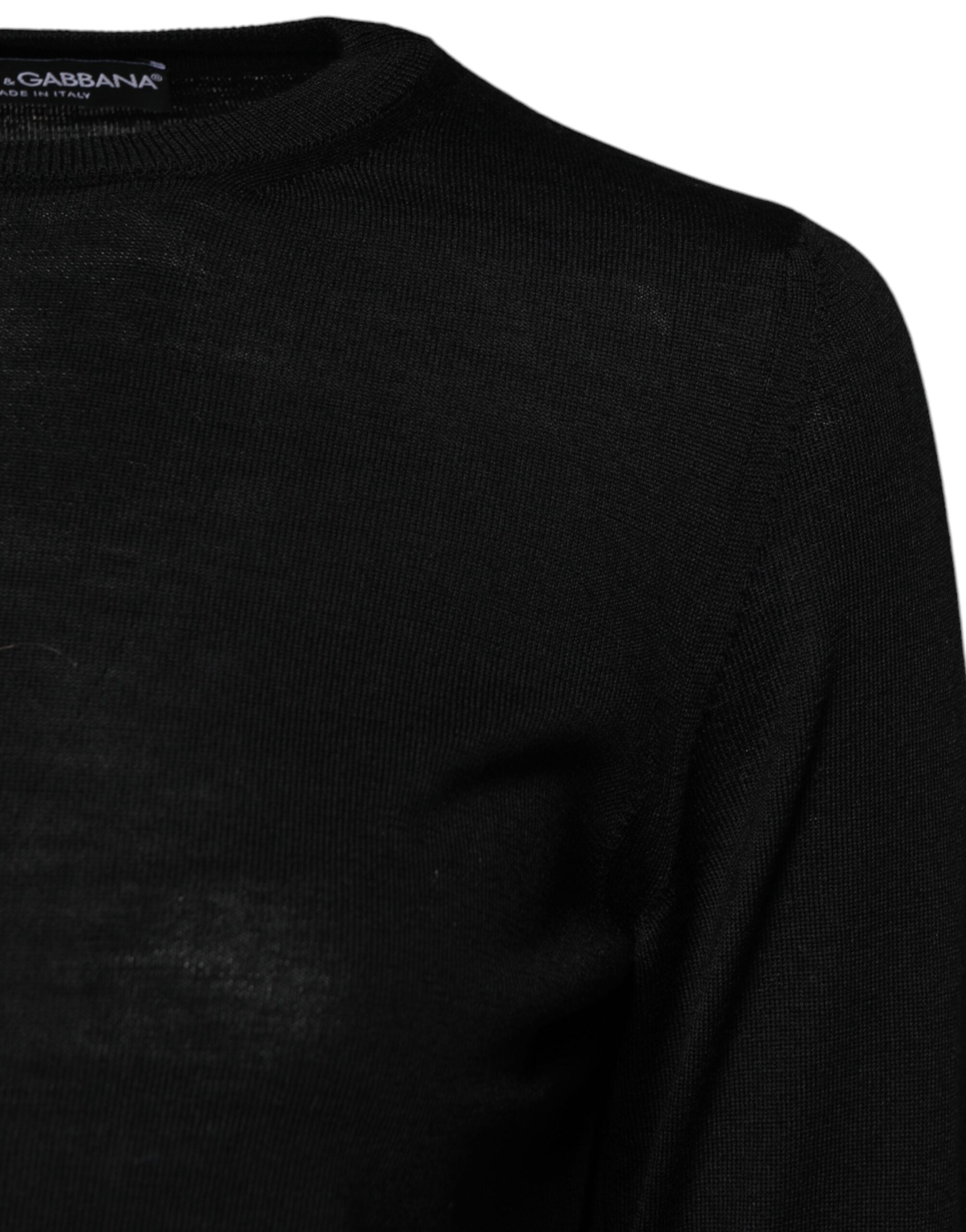 Dolce & Gabbana Black Wool Knit Crew Neck Pullover Sweater - ACCEXO