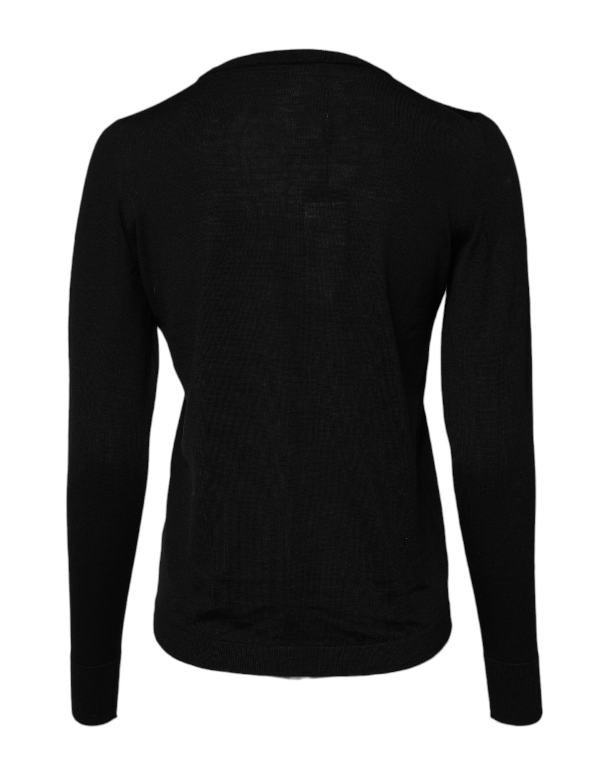 Dolce & Gabbana Black Wool Knit Crew Neck Pullover Sweater - ACCEXO