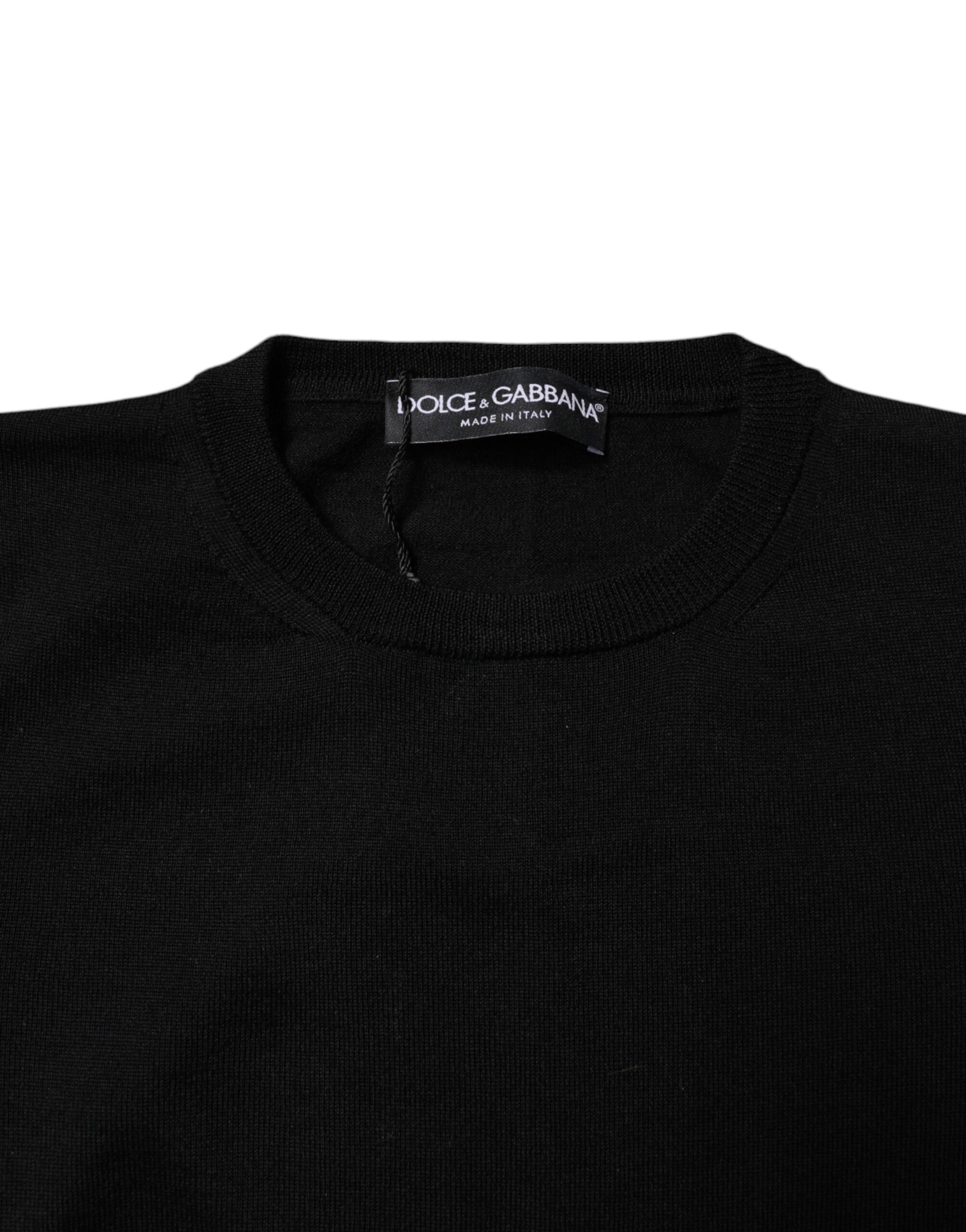 Dolce & Gabbana Black Wool Knit Crew Neck Pullover Sweater - ACCEXO