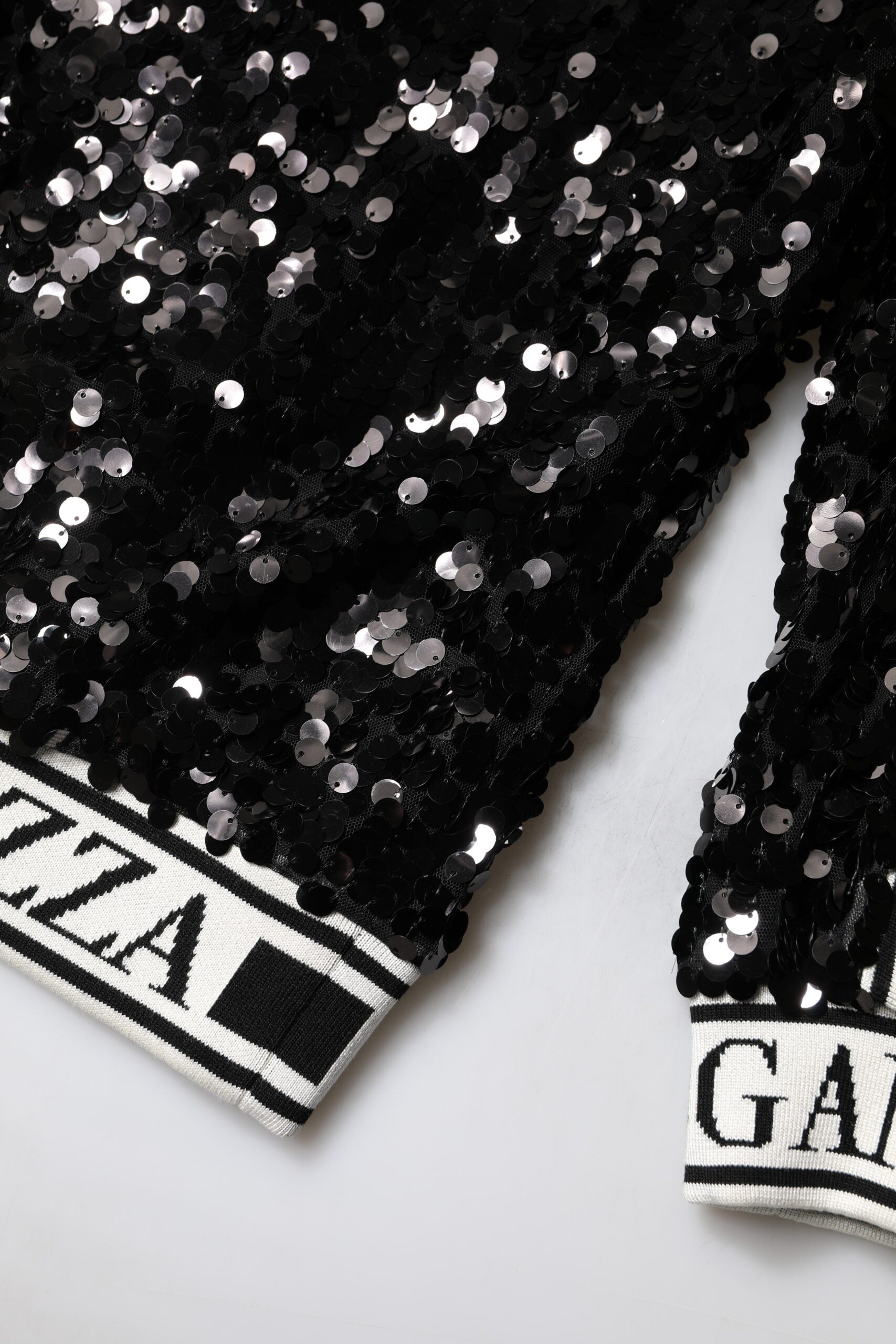 Dolce & Gabbana Black DG Queen Sequin Pullover Sweater - ACCEXO