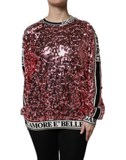 Dolce & Gabbana Pink DG Queen Sequin Pullover Sweater - ACCEXO