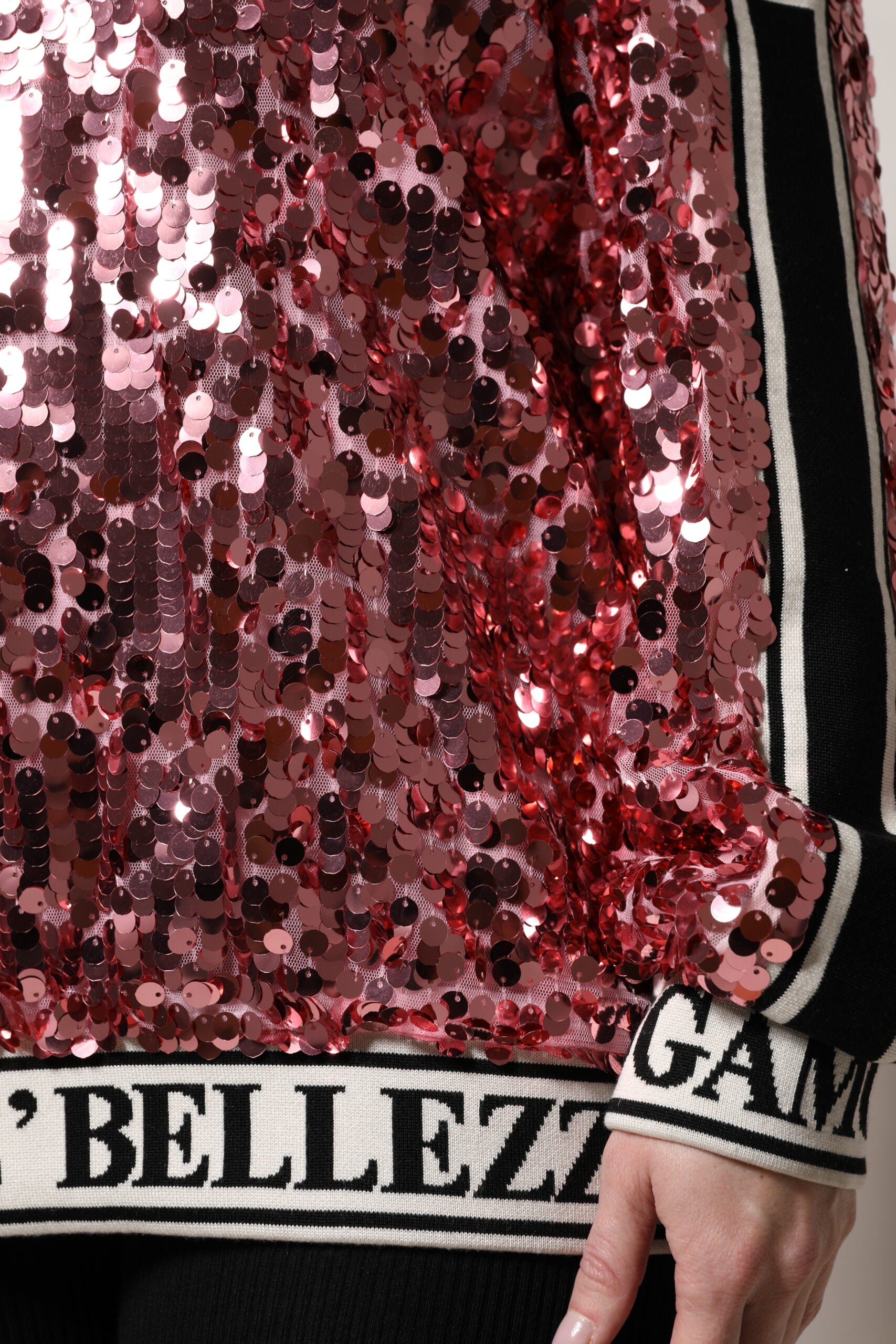 Dolce & Gabbana Pink DG Queen Sequin Pullover Sweater - ACCEXO
