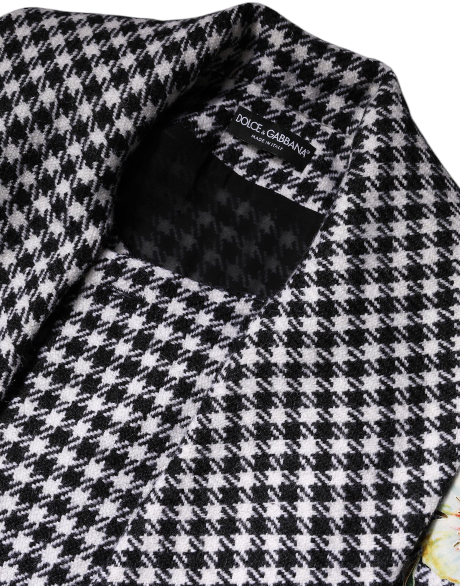 Dolce & Gabbana Black White Monochrome Patterned Floral Cape Jacket - ACCEXO