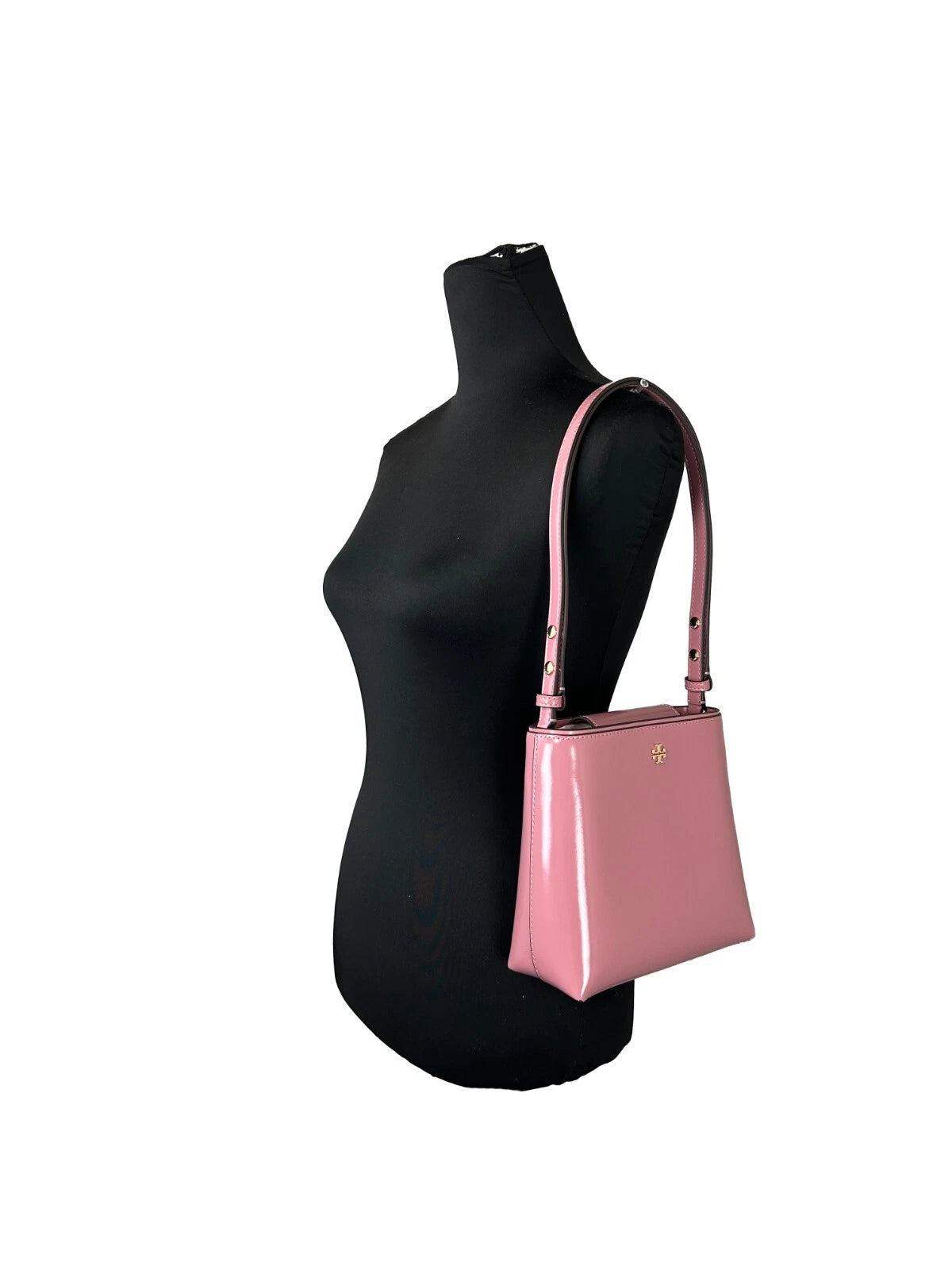 Tory Burch Patent Emerson Small Bucket Bag Purse Pink - ACCEXO