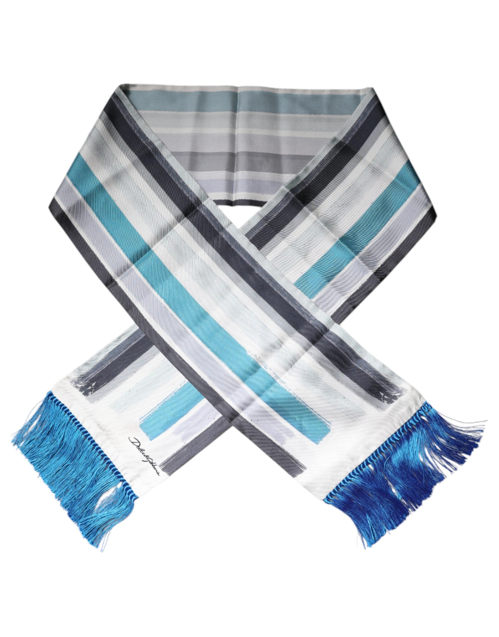 Dolce & Gabbana Multicolor Stripes Silk Fringes Neck Foulard Scarf - ACCEXO