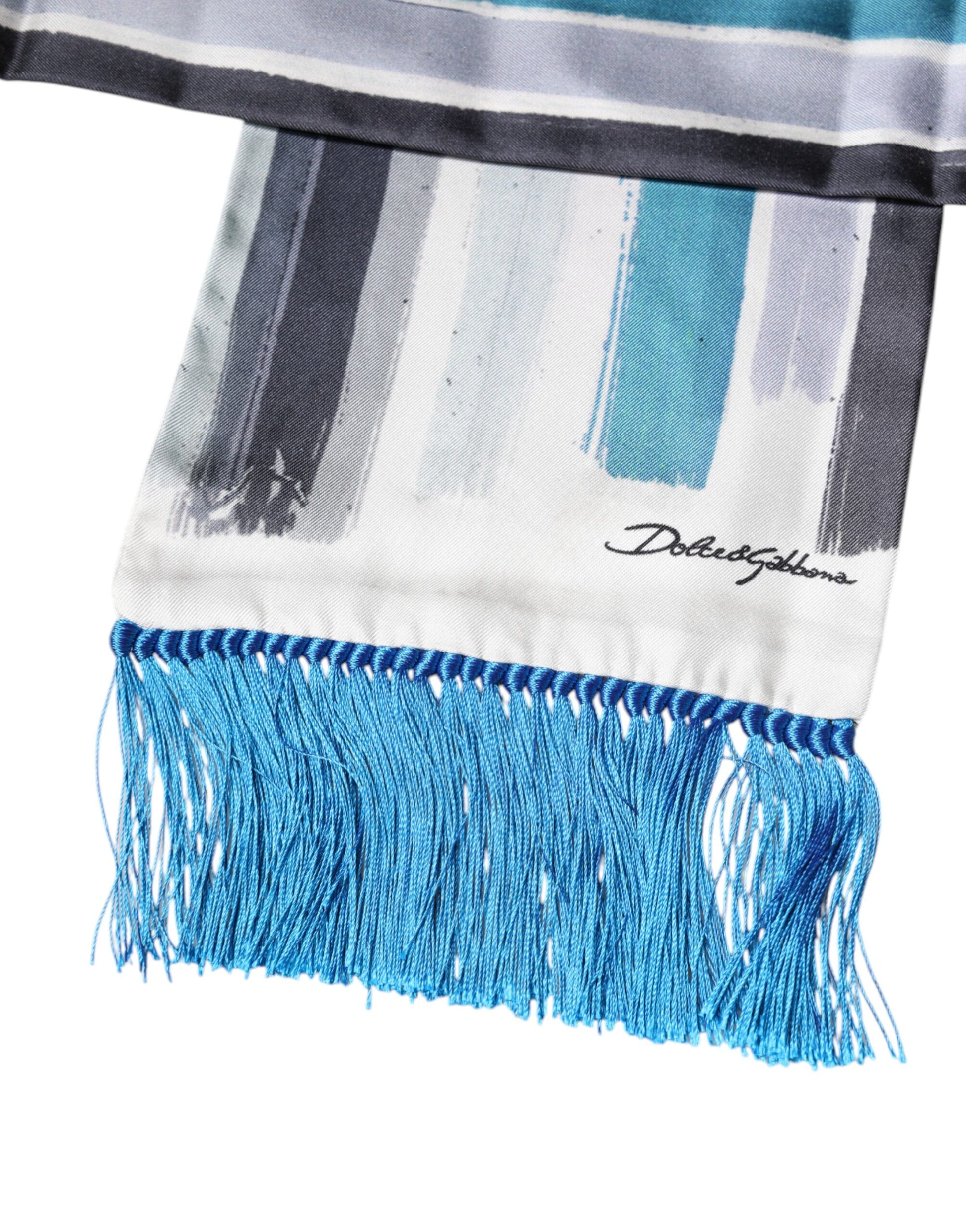 Dolce & Gabbana Multicolor Stripes Silk Fringes Neck Foulard Scarf - ACCEXO
