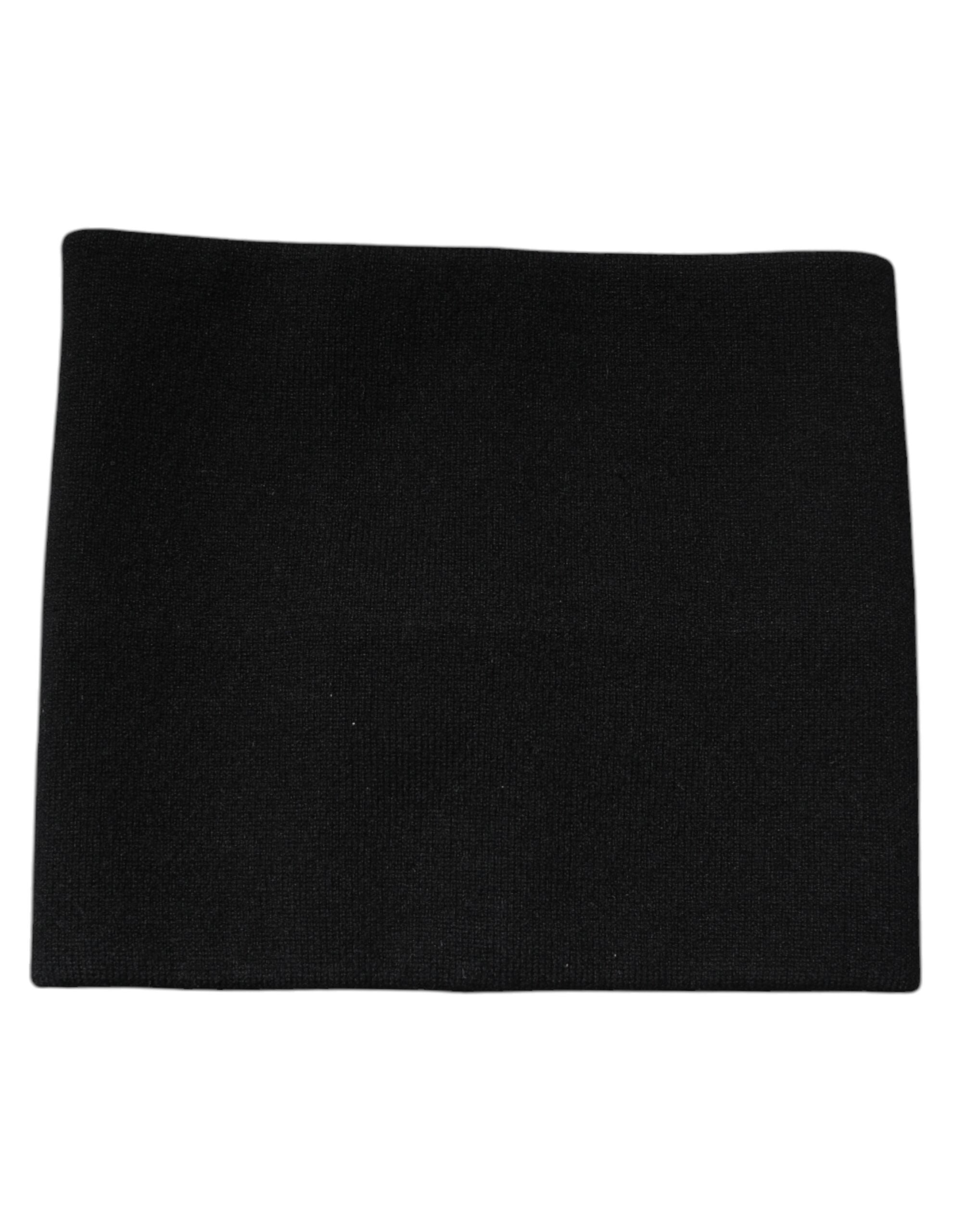 Dolce & Gabbana Black Cashmere Knitted Square Handkerchief Scarf - ACCEXO