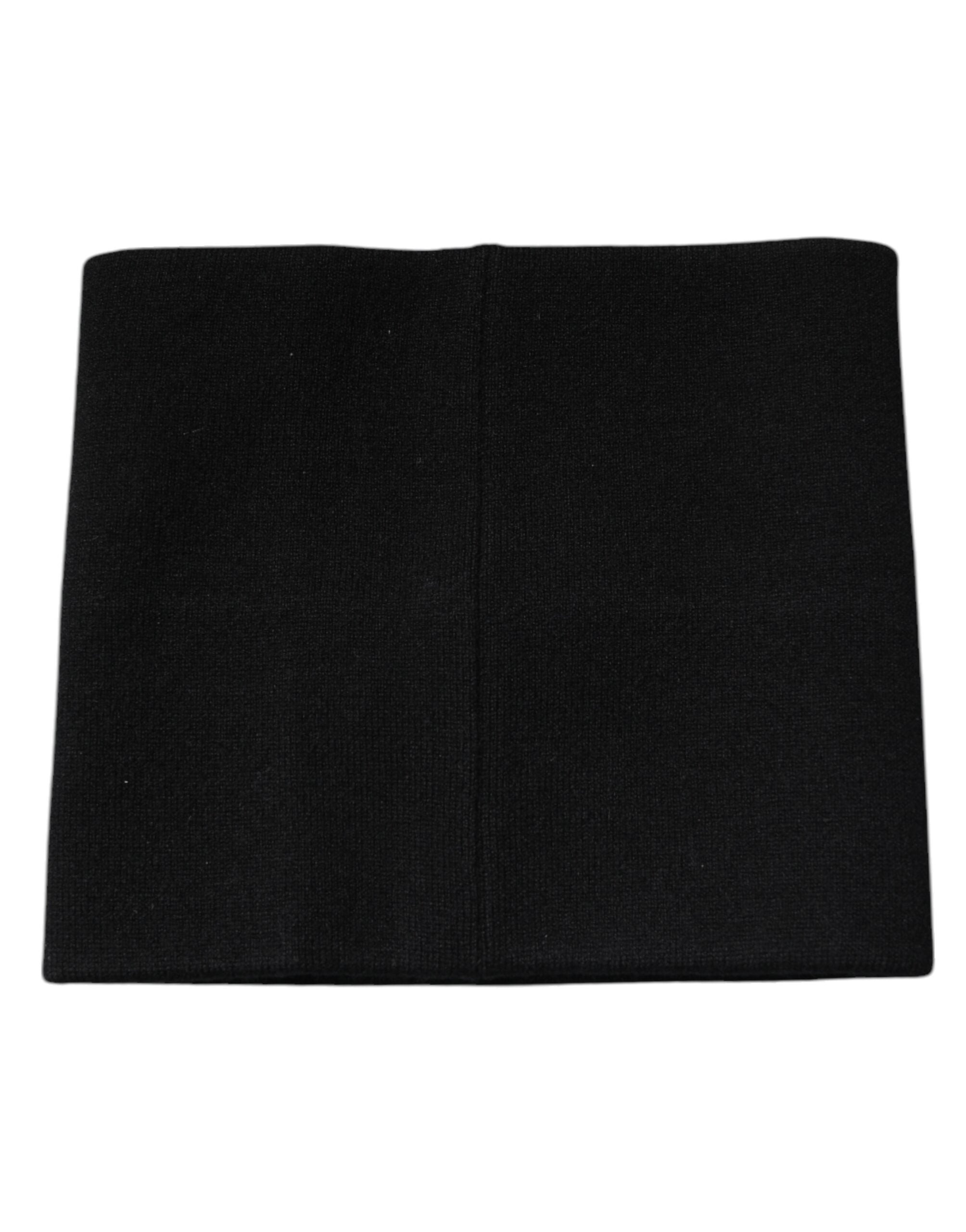 Dolce & Gabbana Black Cashmere Knitted Square Handkerchief Scarf - ACCEXO