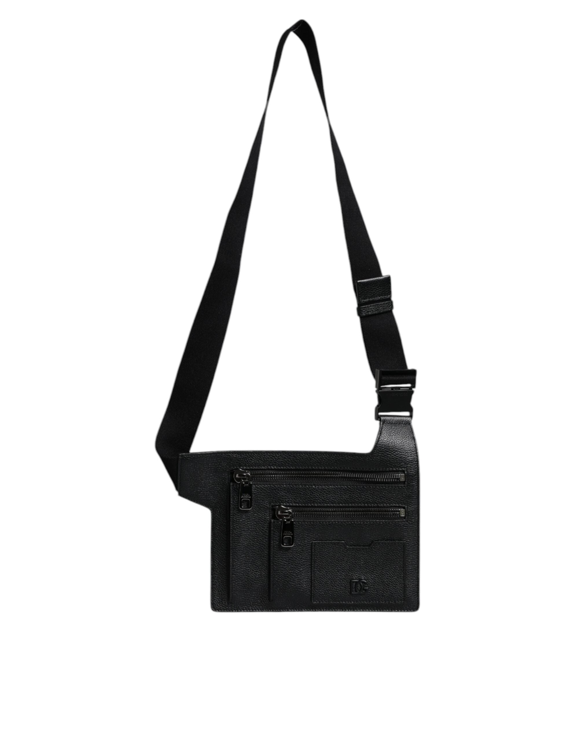 Dolce & Gabbana Black Calfskin Leather Messenger Crossbody Bag