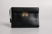 Dolce & Gabbana Black Leather Logo Plaque Document Briefcase Bag - ACCEXO