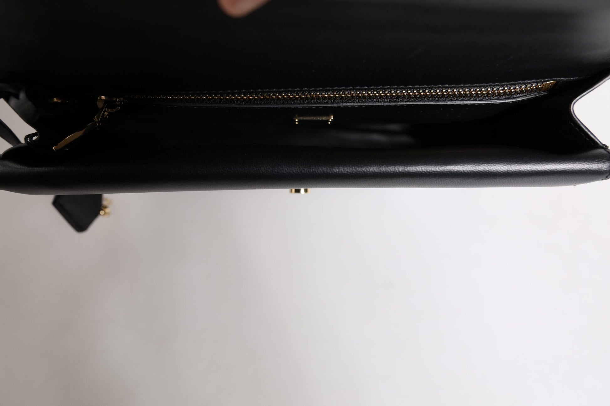 Dolce & Gabbana Black Leather Logo Plaque Document Briefcase Bag - ACCEXO