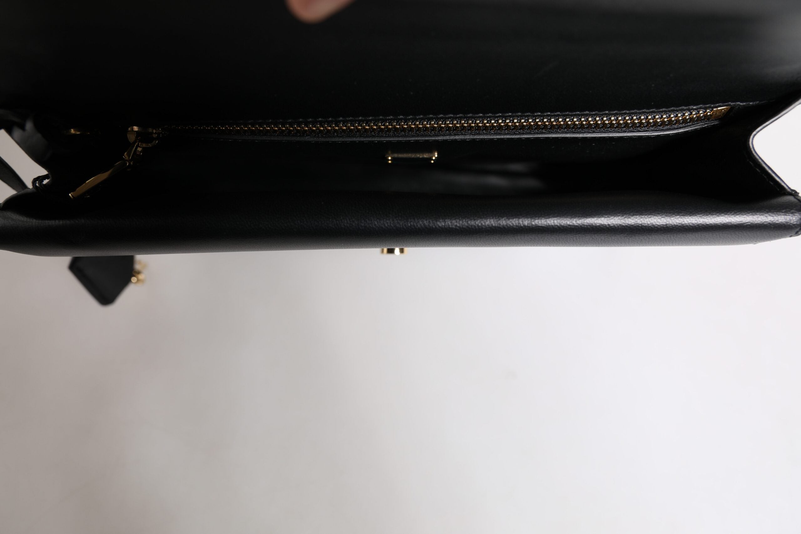 Dolce & Gabbana Black Leather Logo Plaque Document Briefcase Bag - ACCEXO