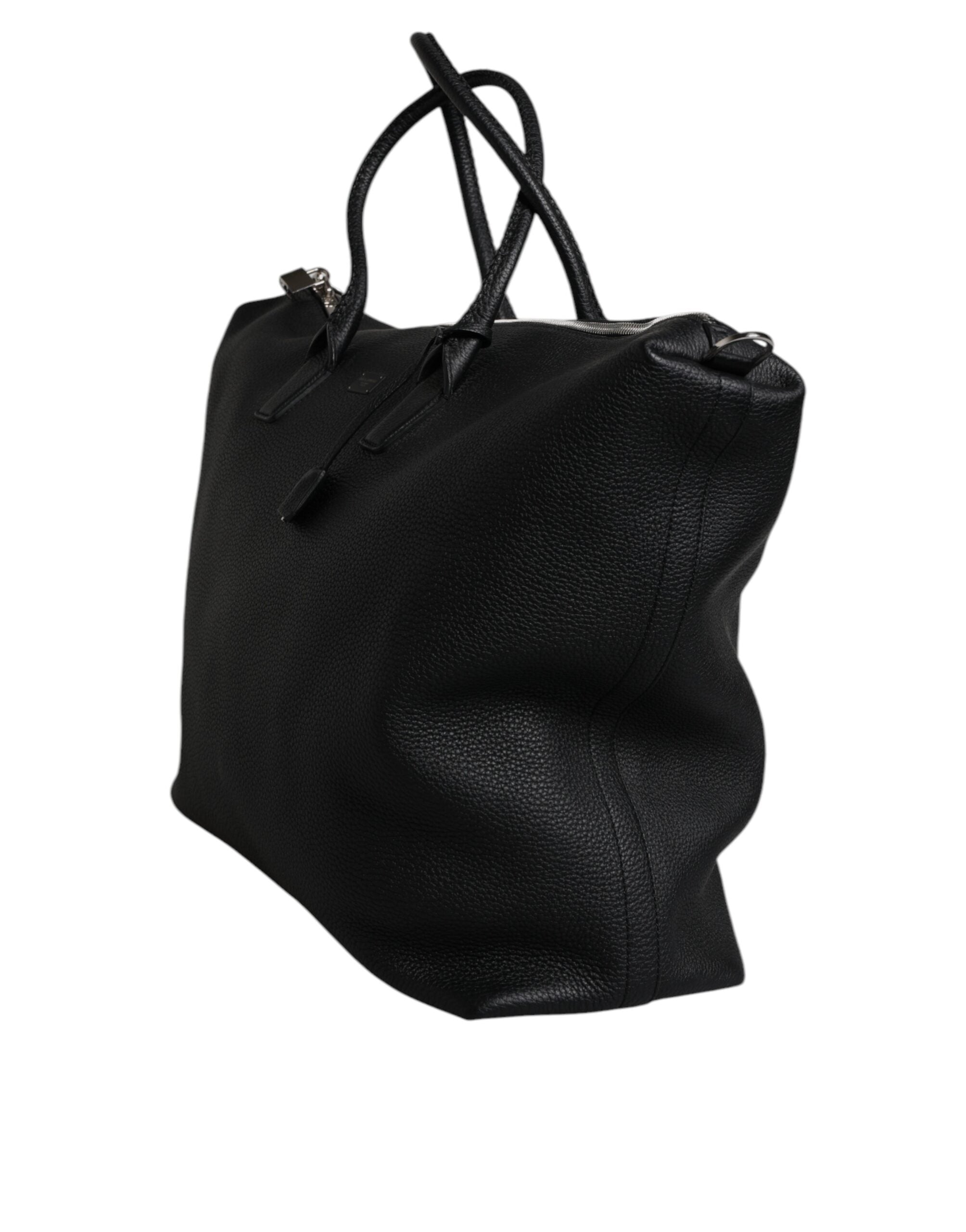 Dolce & Gabbana Black Calfskin Leather Hand Shoulder Duffle Bag
