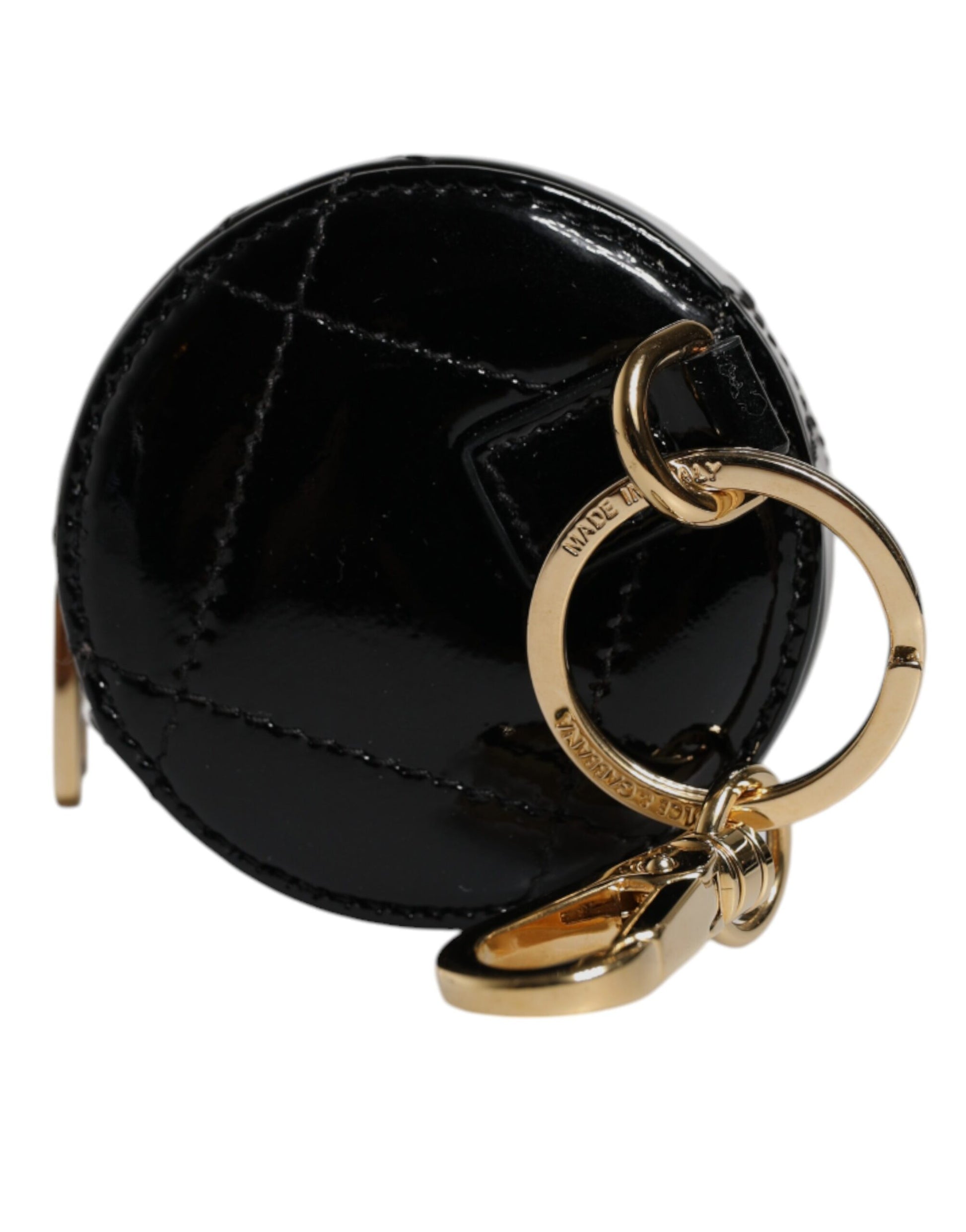 Dolce & Gabbana Black Lamb Leather DG Crystal Round Coin Purse Wallet - ACCEXO