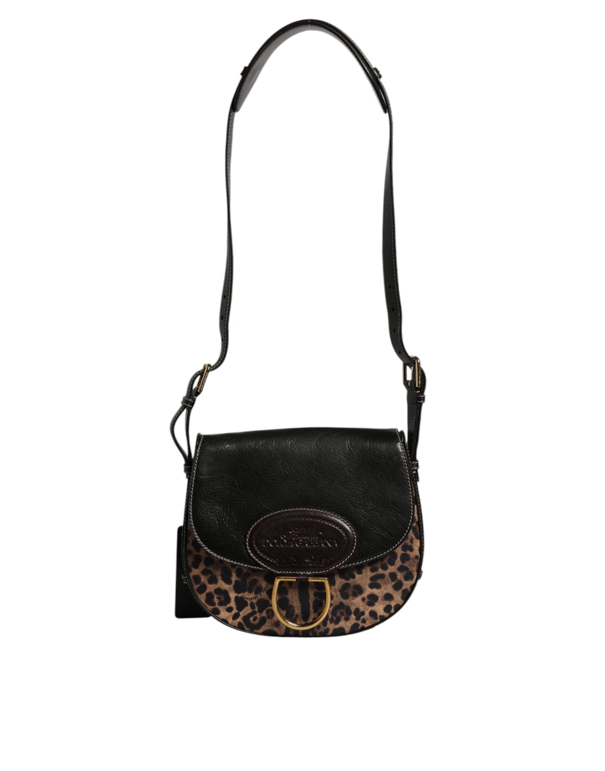 Dolce & Gabbana Black Brown Leopard Leather Shoulder Strap Bag - ACCEXO