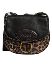 Dolce & Gabbana Black Brown Leopard Leather Shoulder Strap Bag - ACCEXO