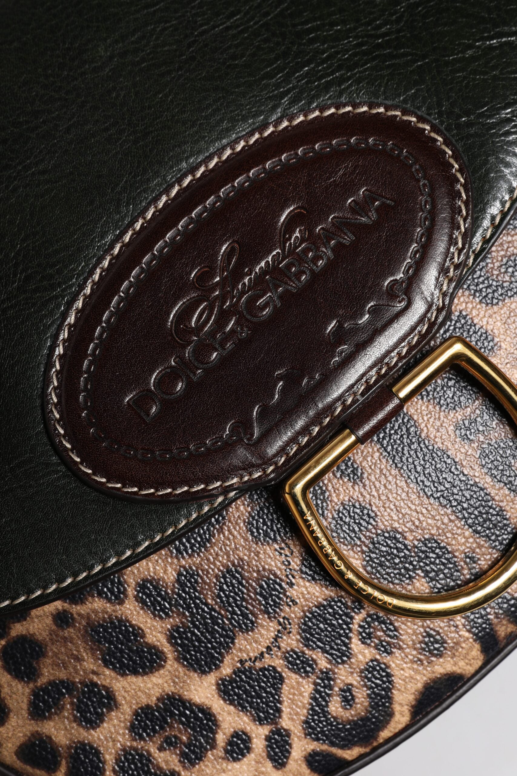 Dolce & Gabbana Black Brown Leopard Leather Shoulder Strap Bag - ACCEXO