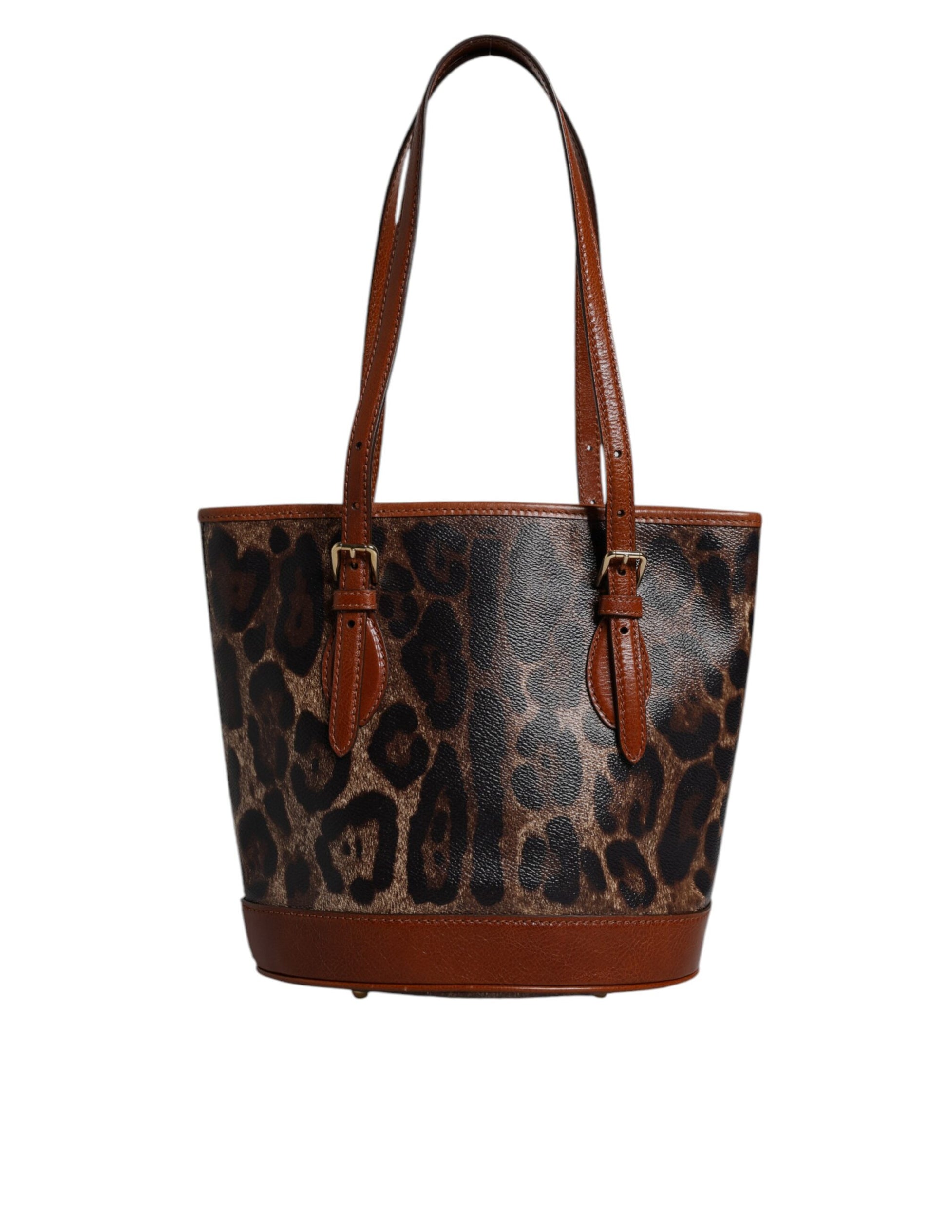Dolce & Gabbana Brown Leopard Leather Shoulder Strap Tote Bag - ACCEXO
