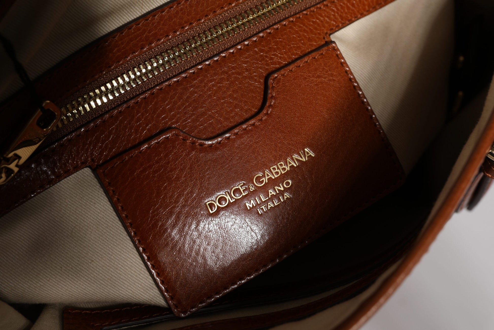 Dolce & Gabbana Brown Leopard Leather Shoulder Strap Tote Bag - ACCEXO