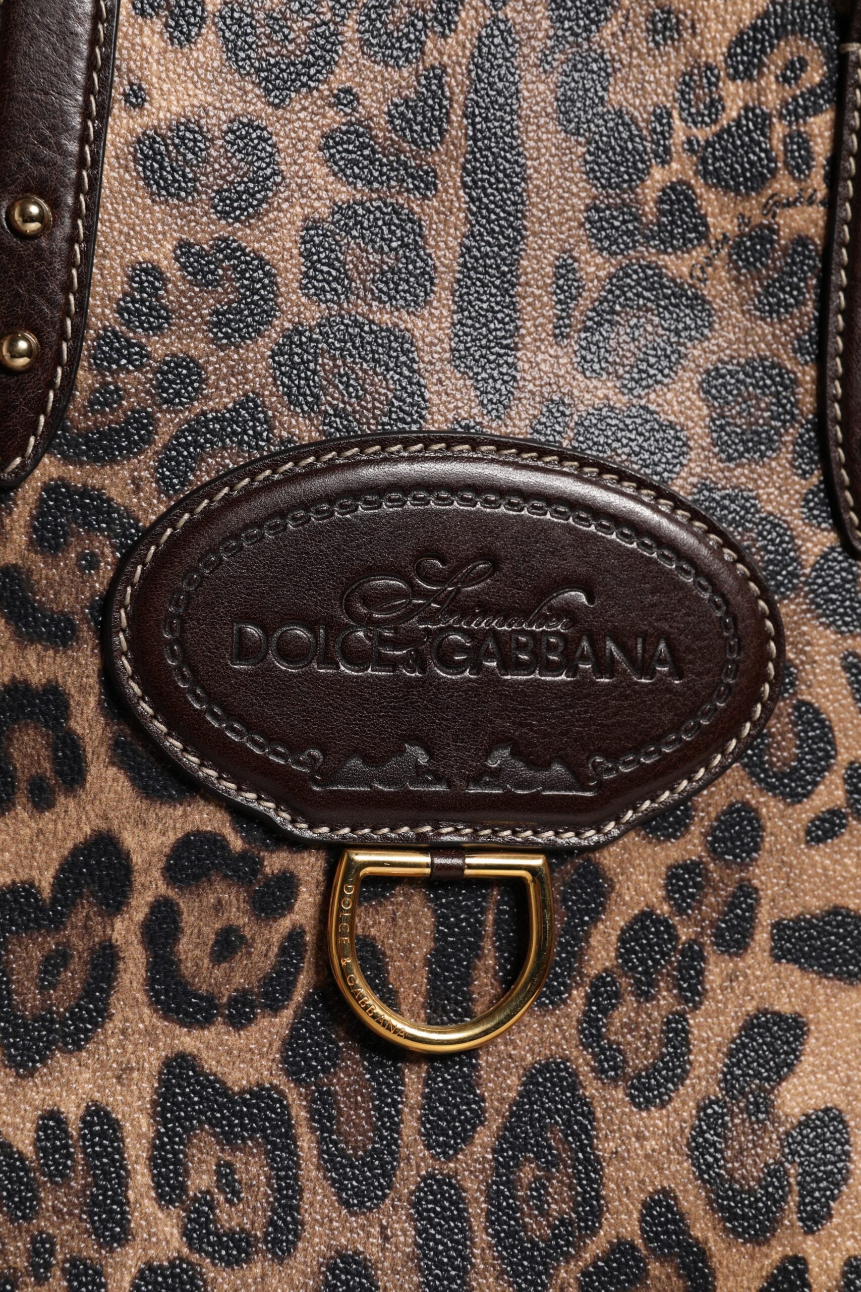 Dolce & Gabbana Brown Leopard Leather Shoulder Strap Tote Bag - ACCEXO