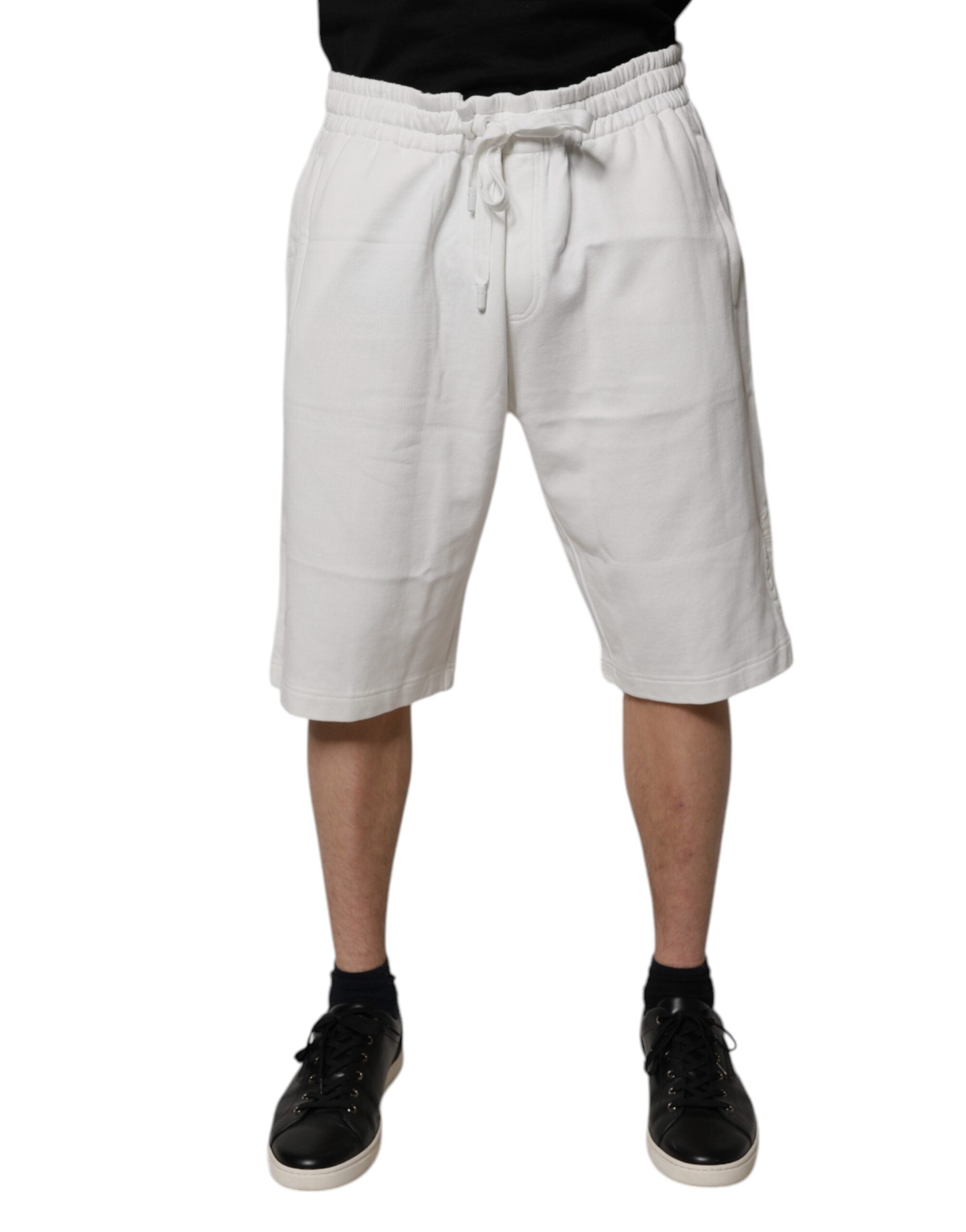 Dolce & Gabbana White Cotton Sweatshorts Men Bermuda Shorts - ACCEXO