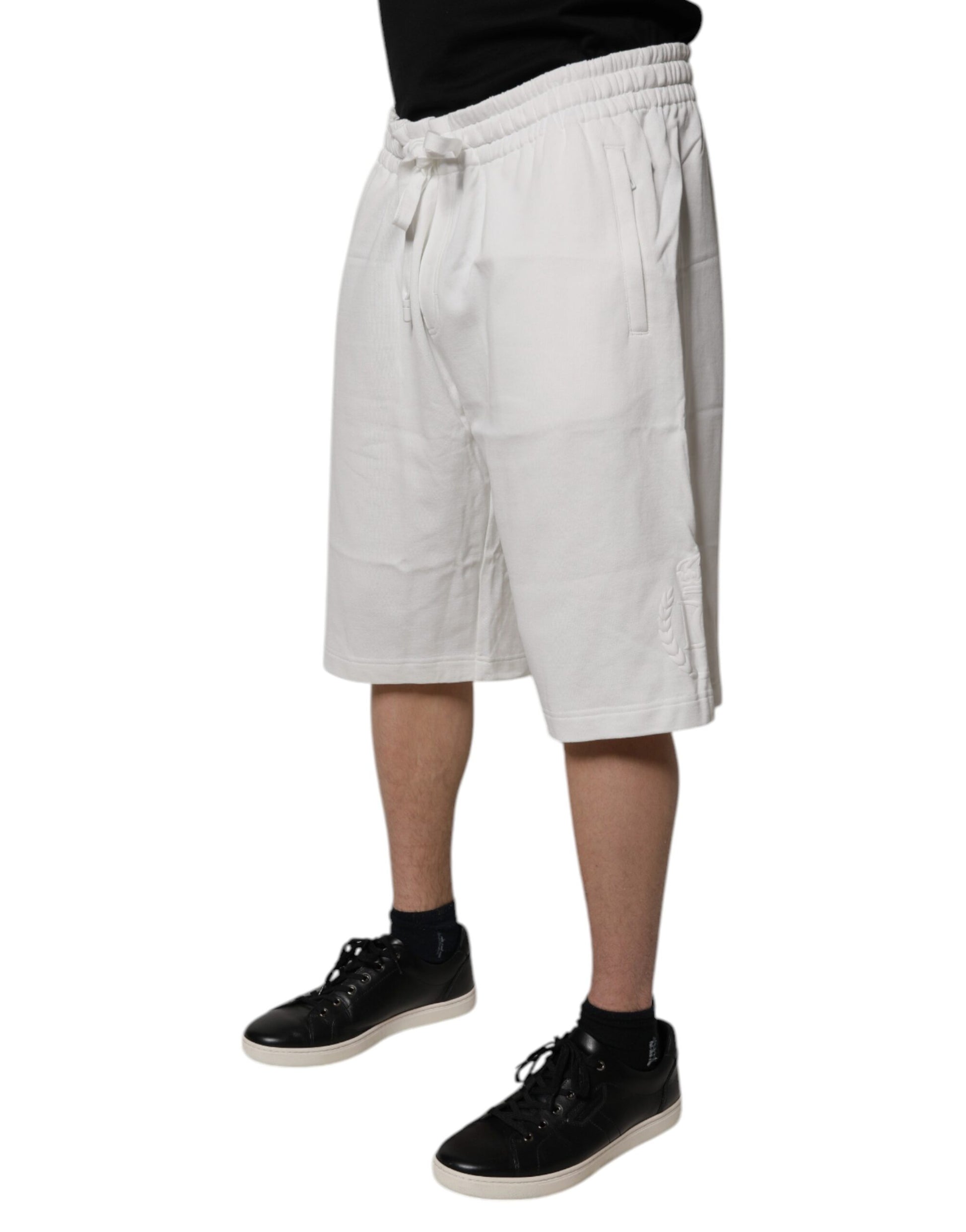 Dolce & Gabbana White Cotton Sweatshorts Men Bermuda Shorts - ACCEXO