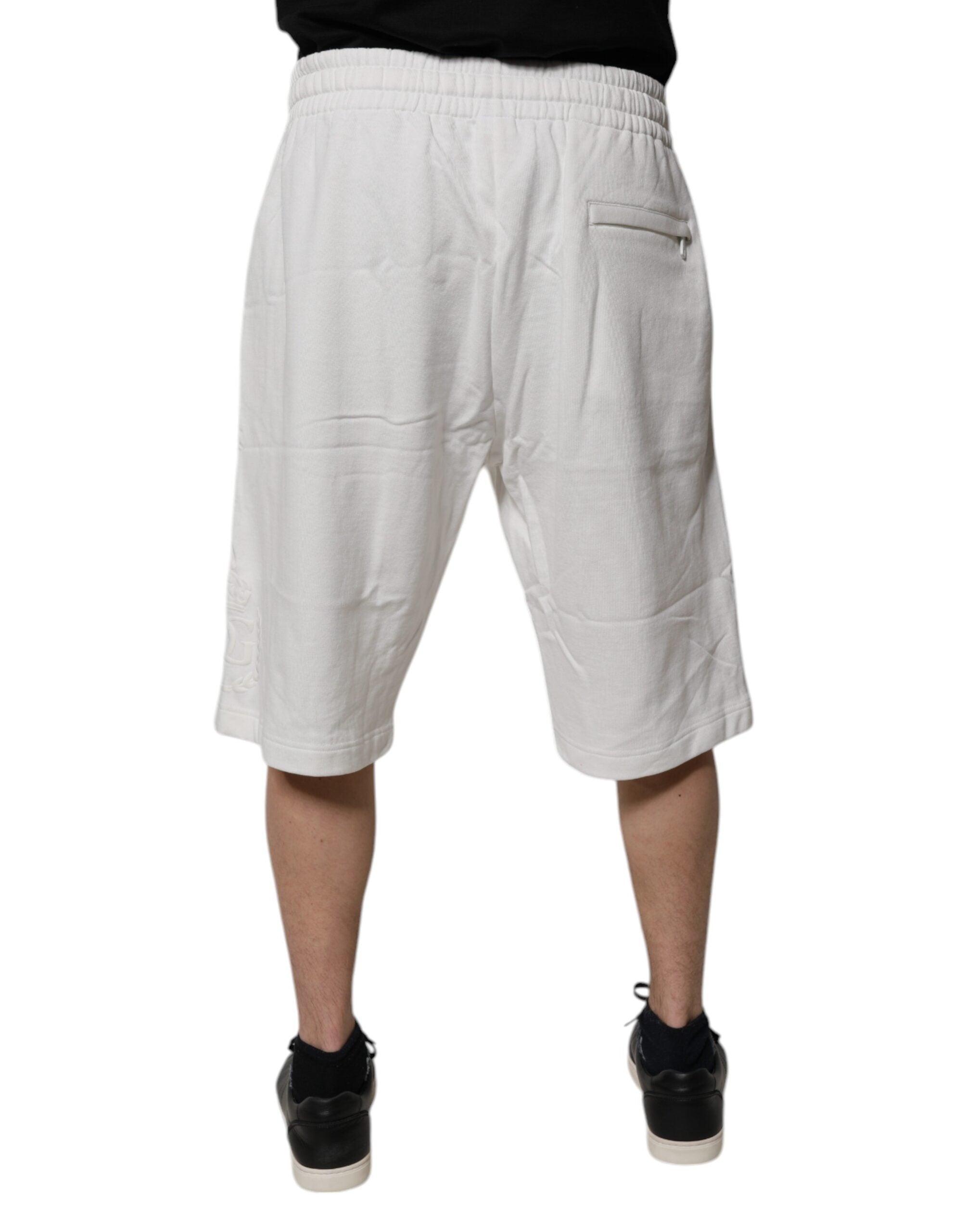 Dolce & Gabbana White Cotton Sweatshorts Men Bermuda Shorts - ACCEXO