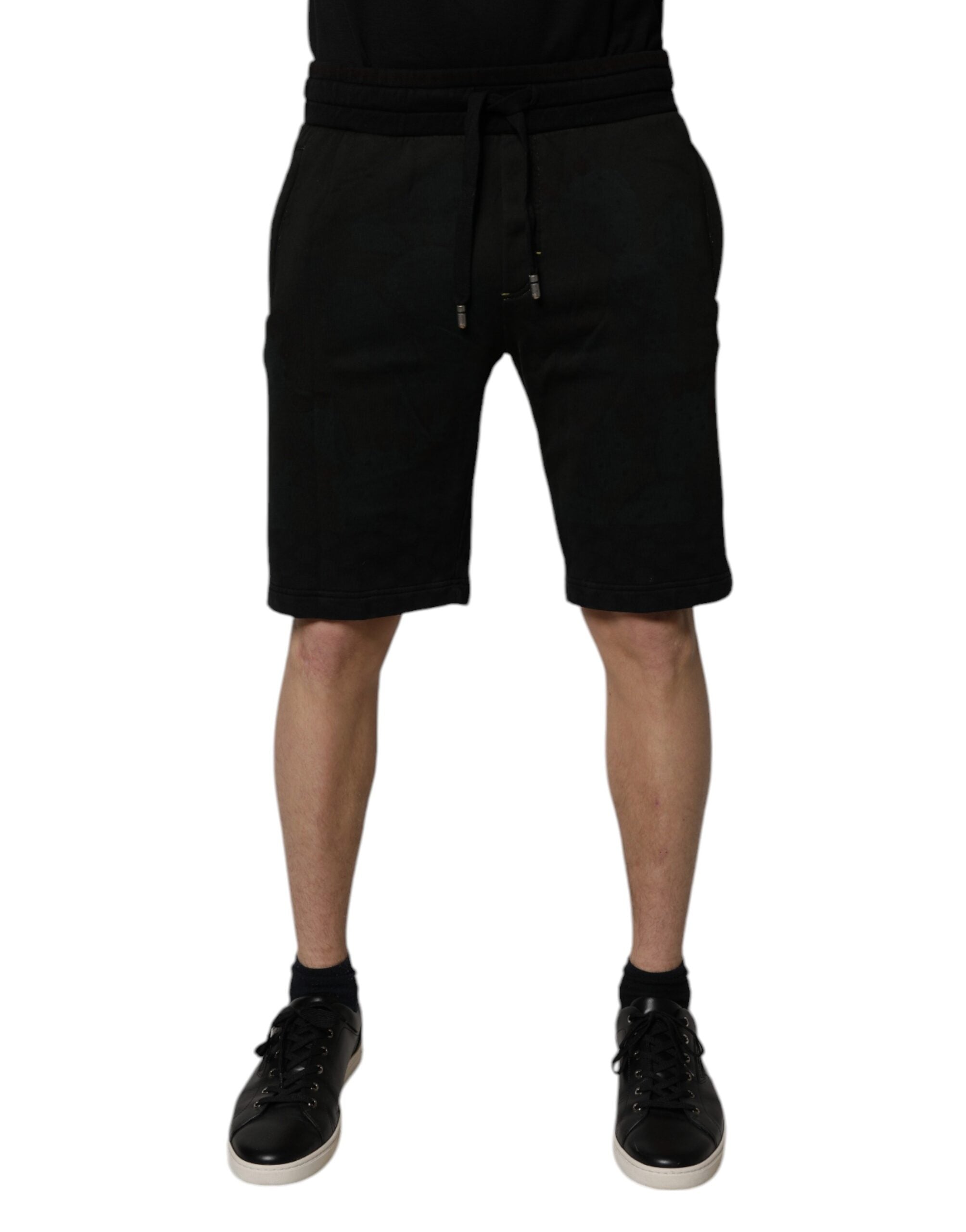 Dolce & Gabbana Black Cotton Sweatshorts Men Bermuda Shorts - ACCEXO