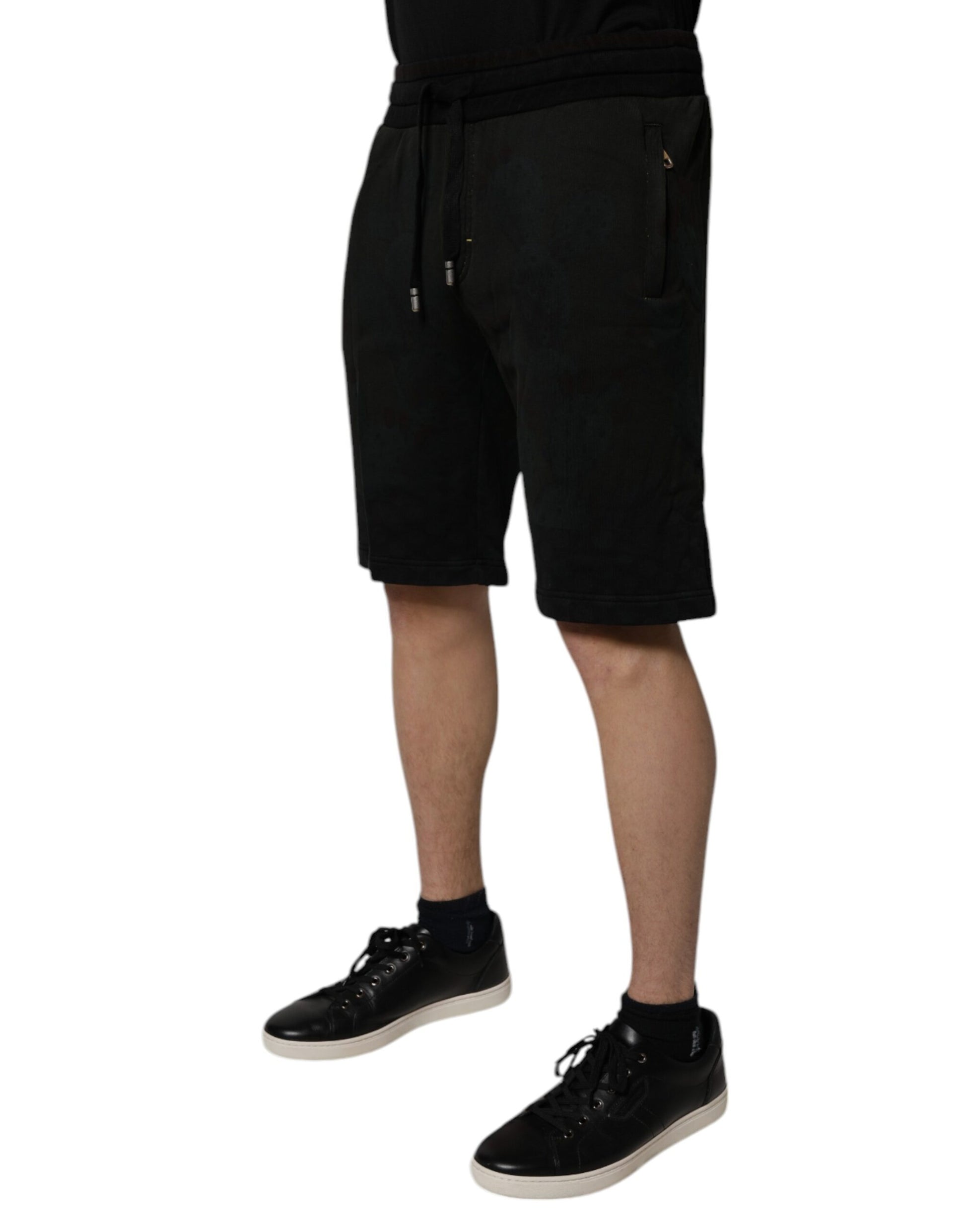 Dolce & Gabbana Black Cotton Sweatshorts Men Bermuda Shorts - ACCEXO