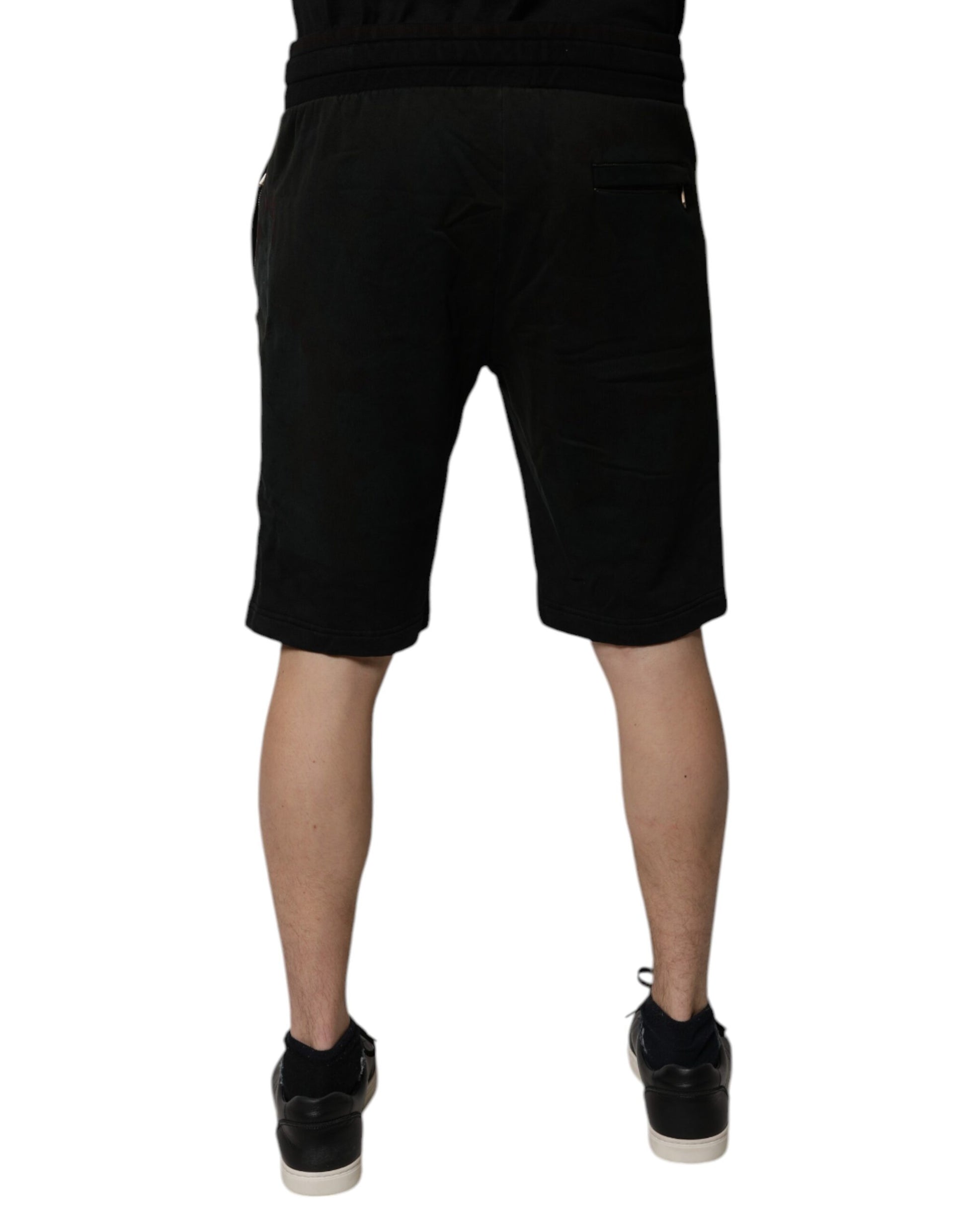 Dolce & Gabbana Black Cotton Sweatshorts Men Bermuda Shorts - ACCEXO