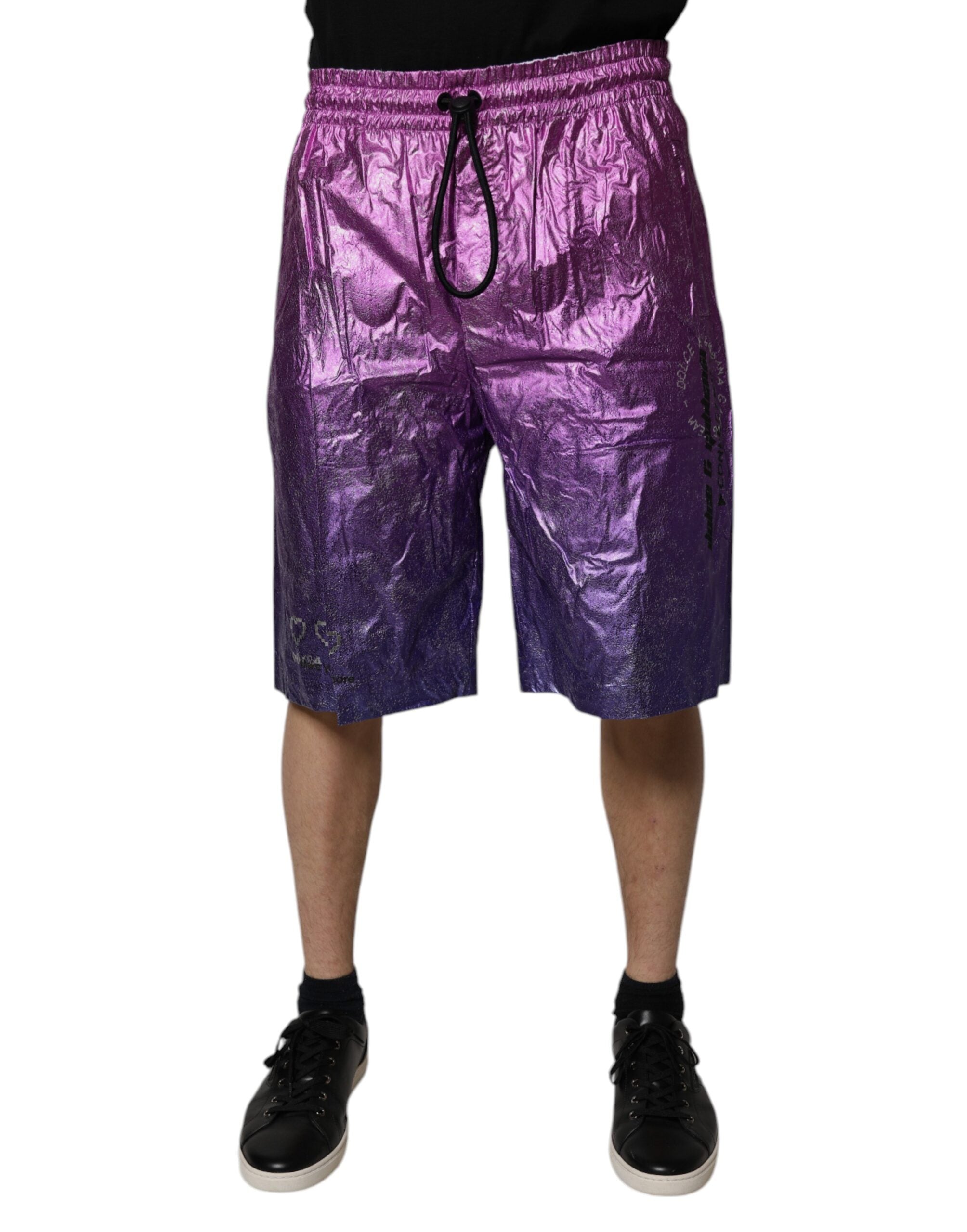 Dolce & Gabbana Metallic Pink Purple Two Tone Bermuda Shorts - ACCEXO