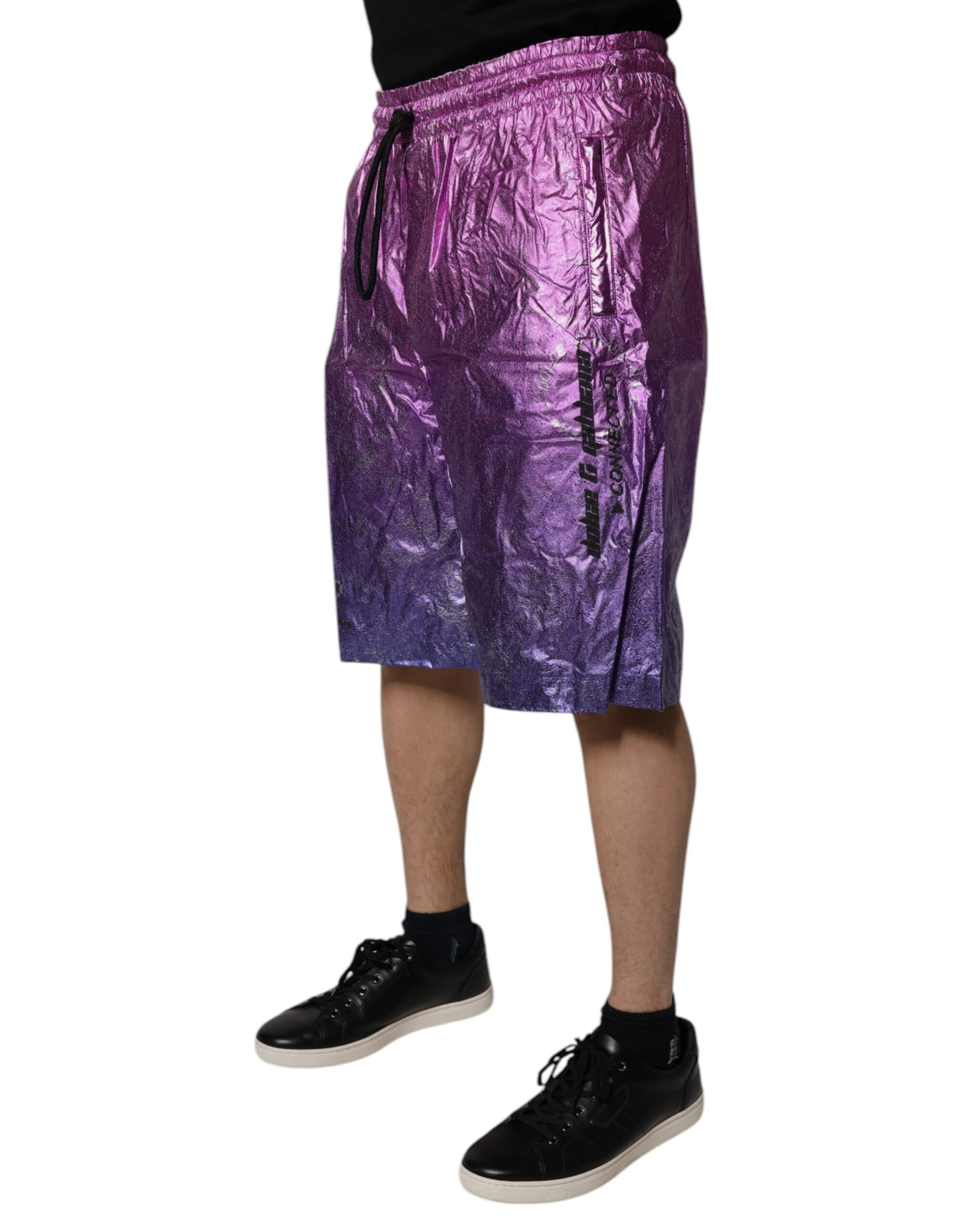Dolce & Gabbana Metallic Pink Purple Two Tone Bermuda Shorts - ACCEXO